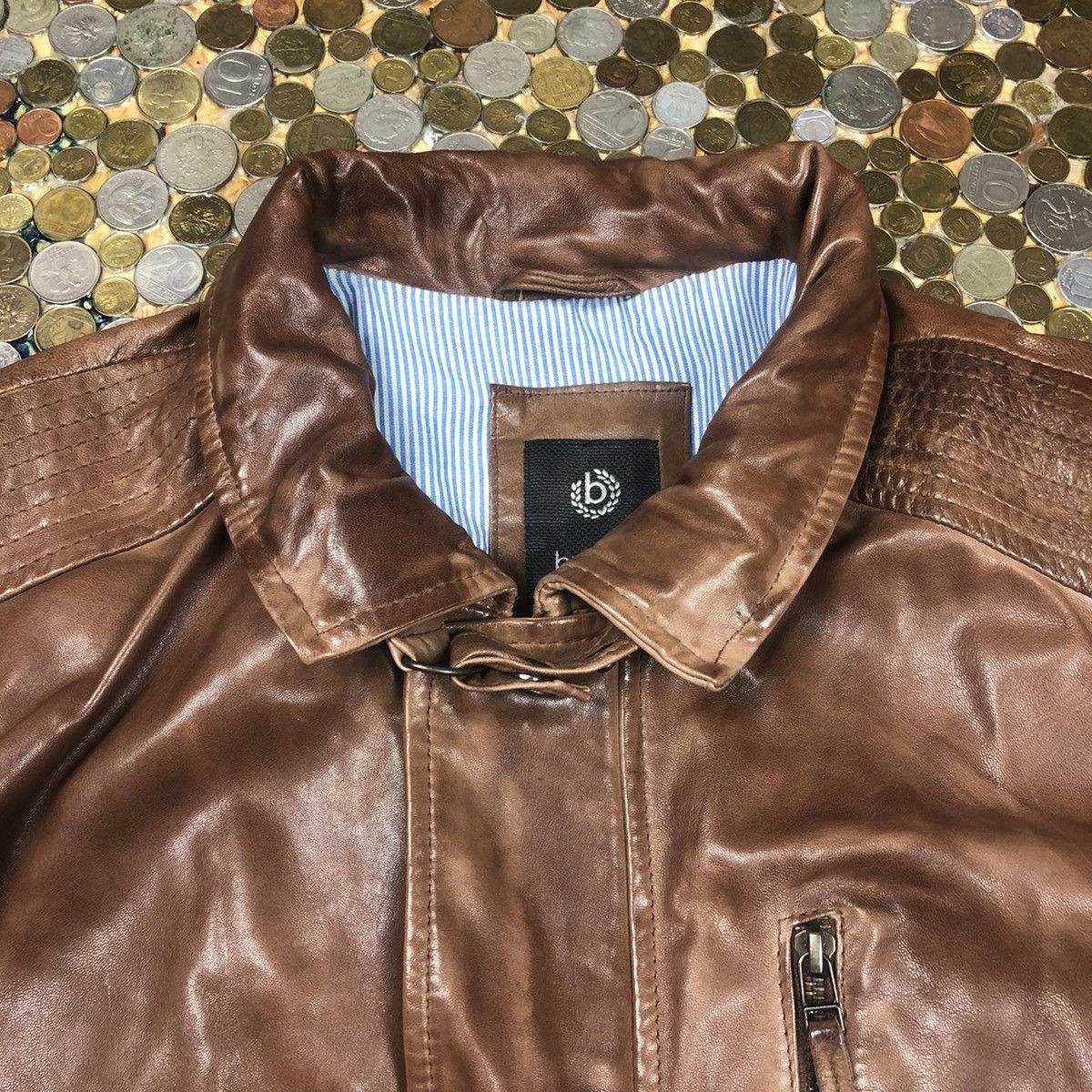 Bugatti Vintage long coat leather jacket