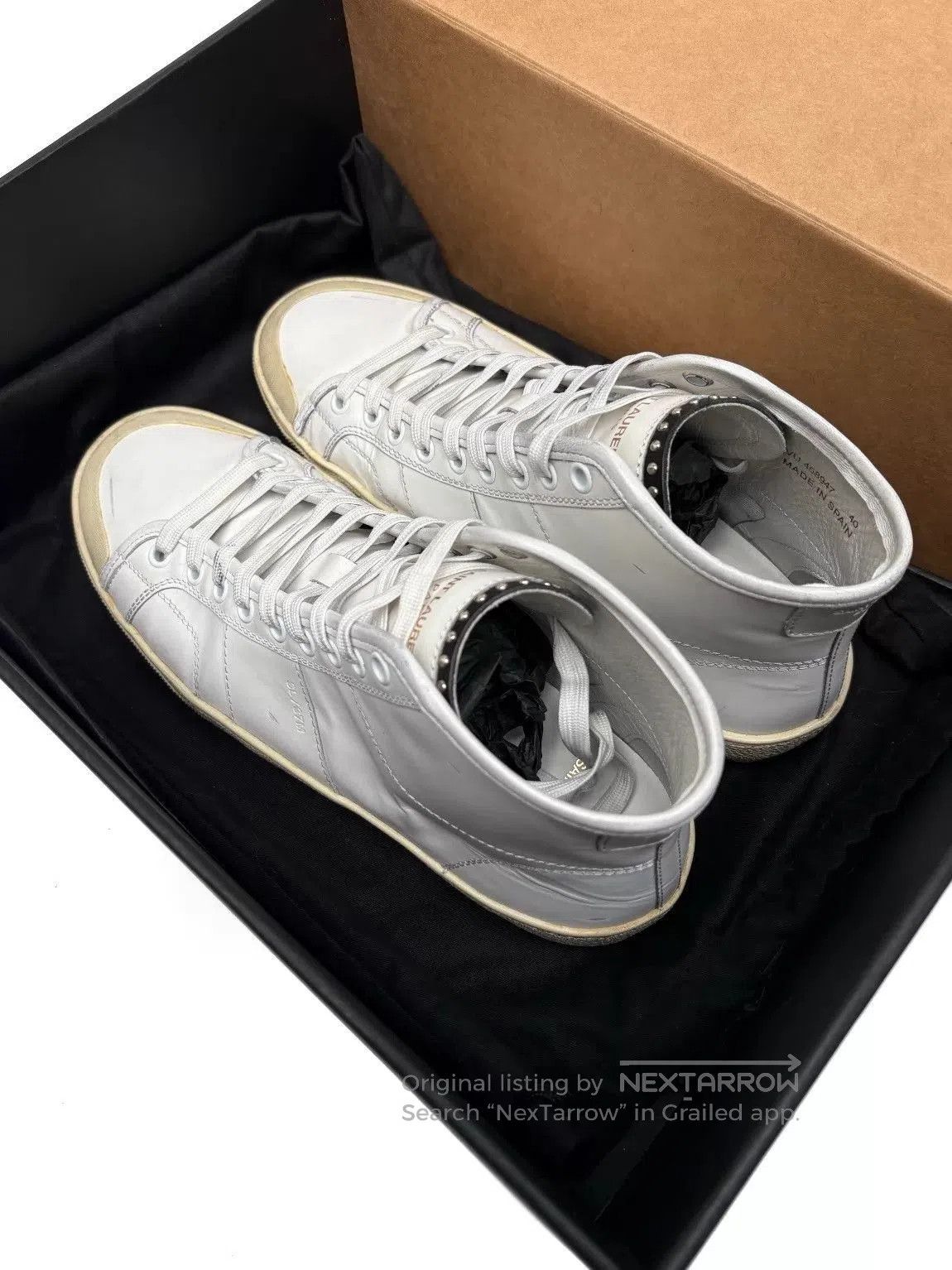 Saint Laurent Paris White High-Top Sneakers Size 7. Size US 7 / EU 40 - 4 Thumbnail