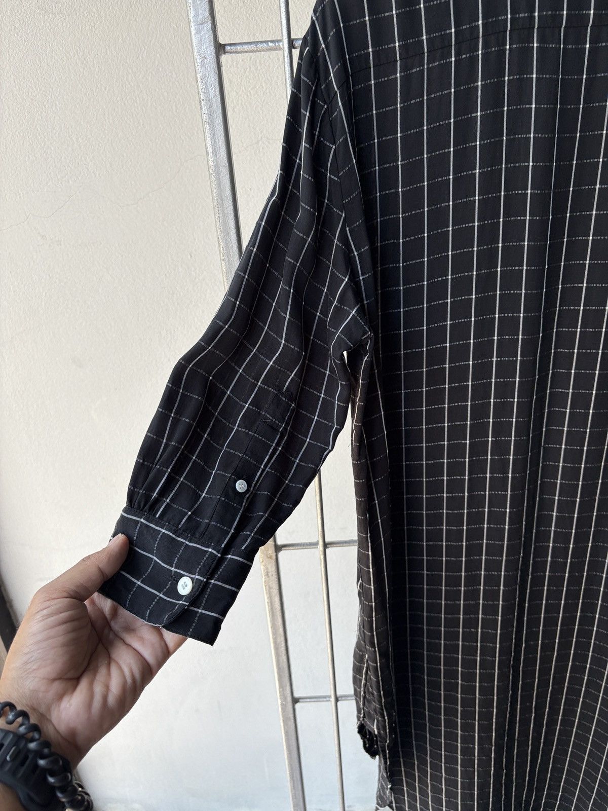 Y's × Yohji Yamamoto Y's Yohji Yamamoto grid black shirt dress. Size XS / US 0-2 / IT 36-38 - 11 Thumbnail