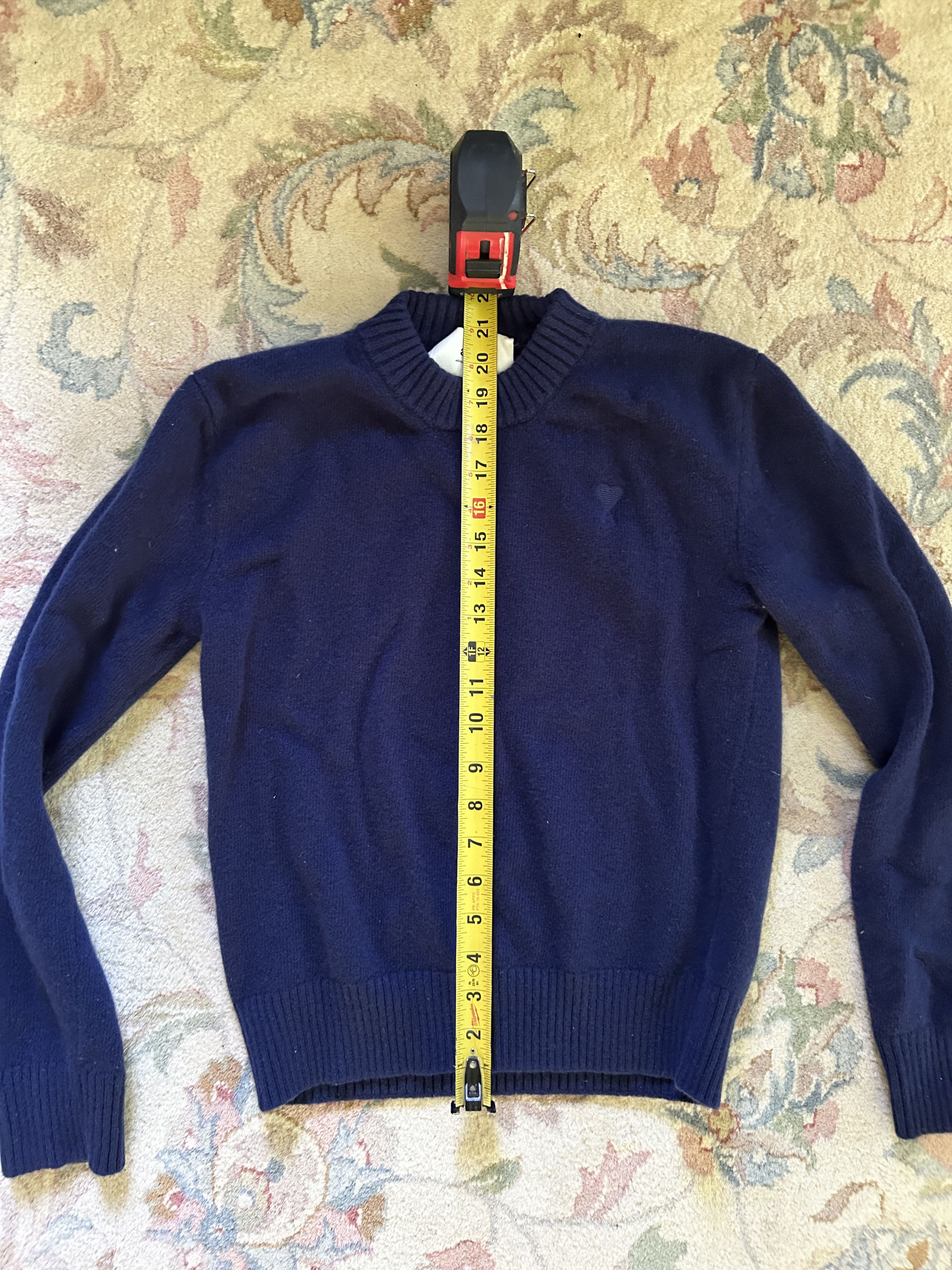 AMI AMI Paris Navy Cashmere Ami de Cœur Sweater Size M / US 6-8 / IT 42-44 - 4 Thumbnail