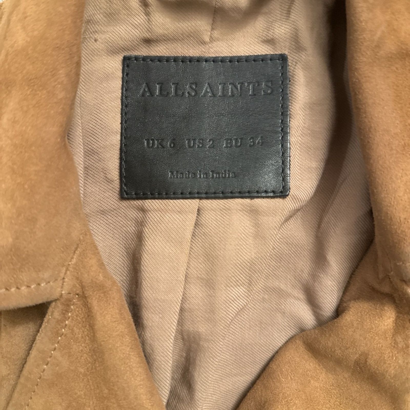 Allsaints All Saints Brown Suede Leather motorcycle Jacket size 2 Size XS / US 0-2 / IT 36-38 - 3 Thumbnail