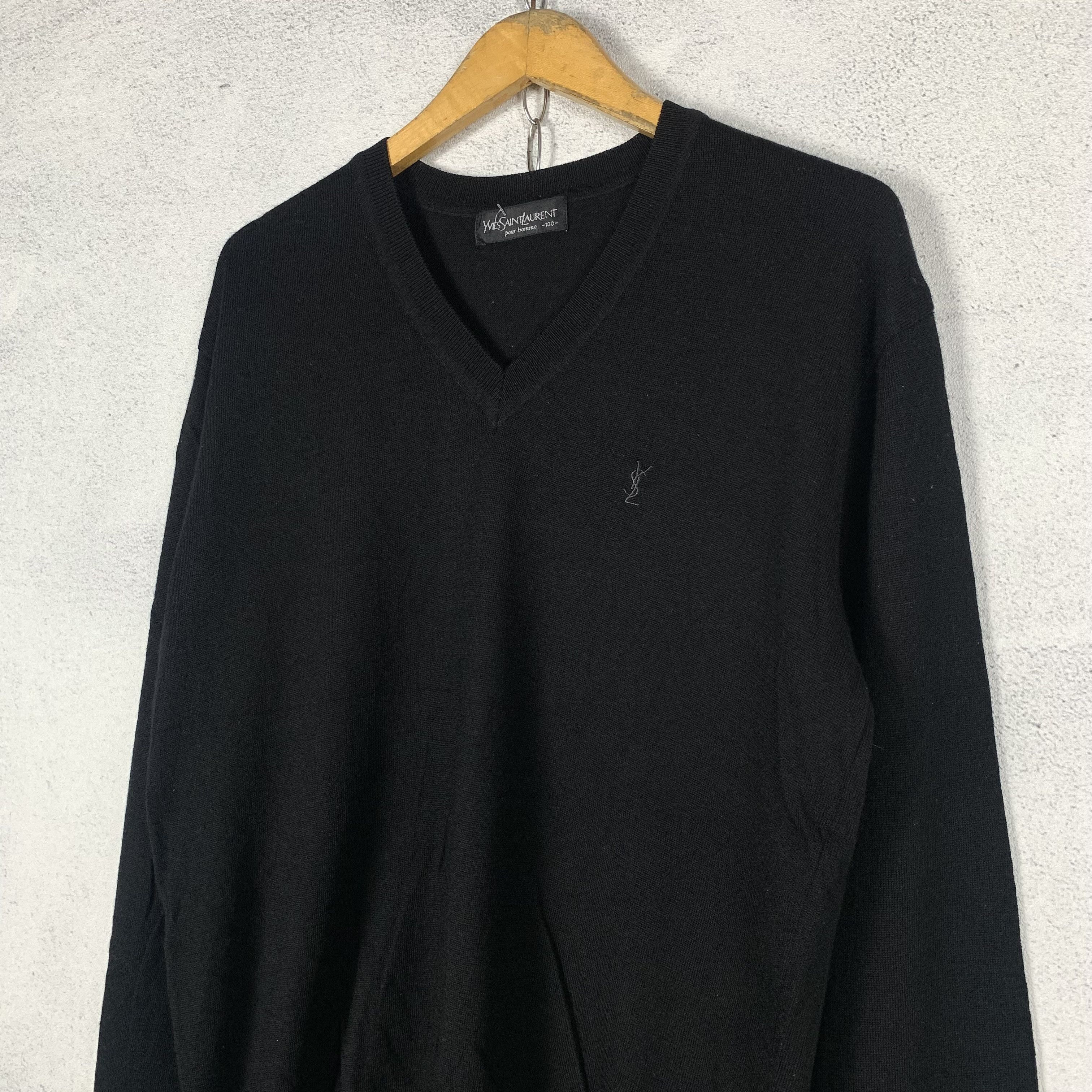 Vintage × Yves Saint Laurent Black YSL Sweater Zip Knit Yves Saint