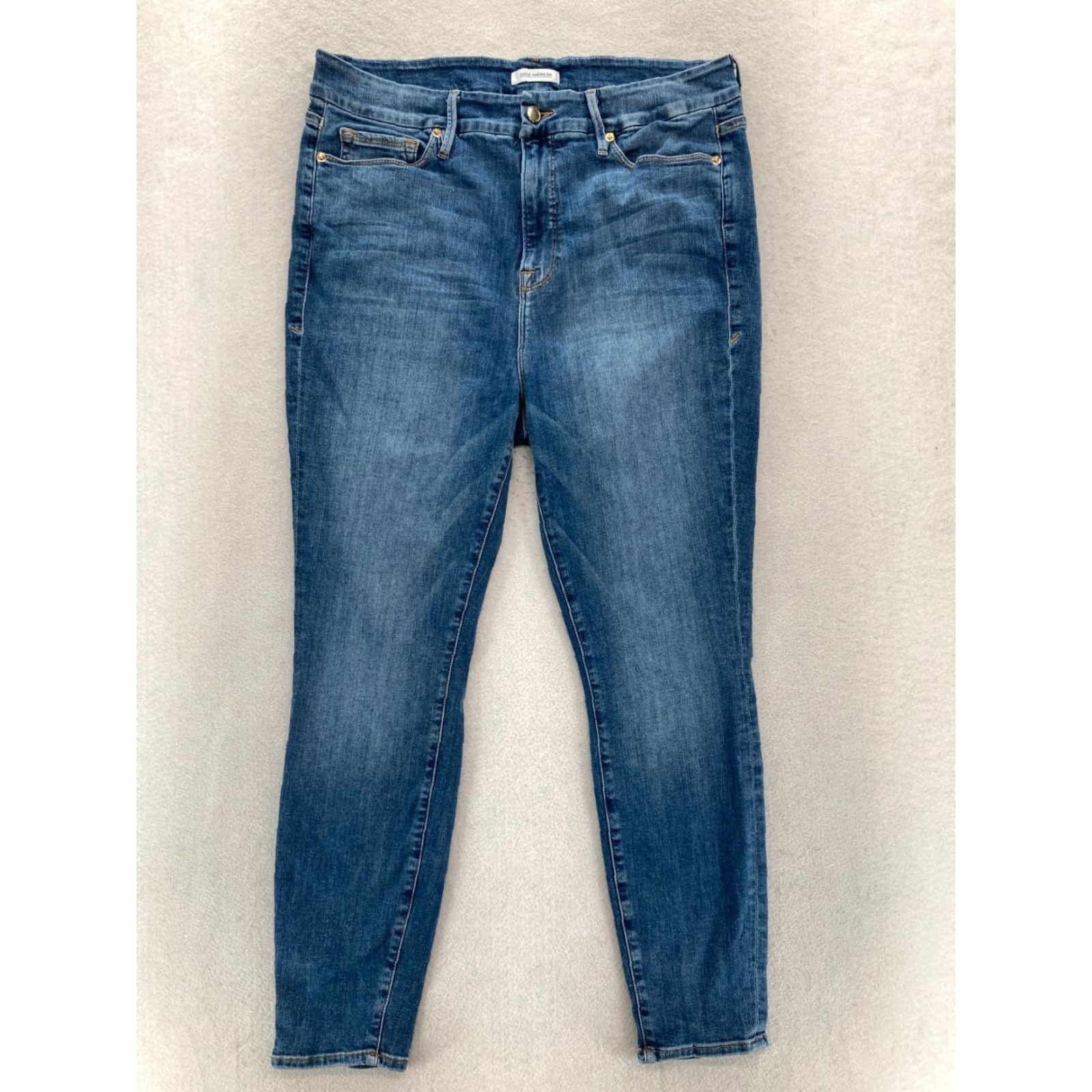 Good American Good American Good Legs Ripped Pocket Jeans Women's Plus 18 Blue Stretch Denim Slim High Rise 5-Pocket Menus Womens Size 40" / US 18 - 2 Thumbnail