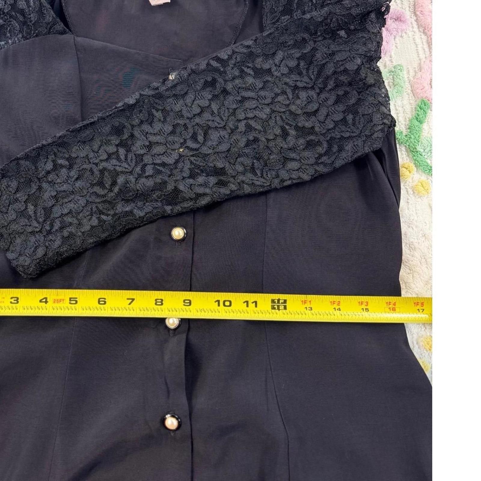 Other Vintage Jody California Black Lace Sleeve Maxi Dress 13 Size XL / US 12-14 / IT 48-50 - 7 Thumbnail