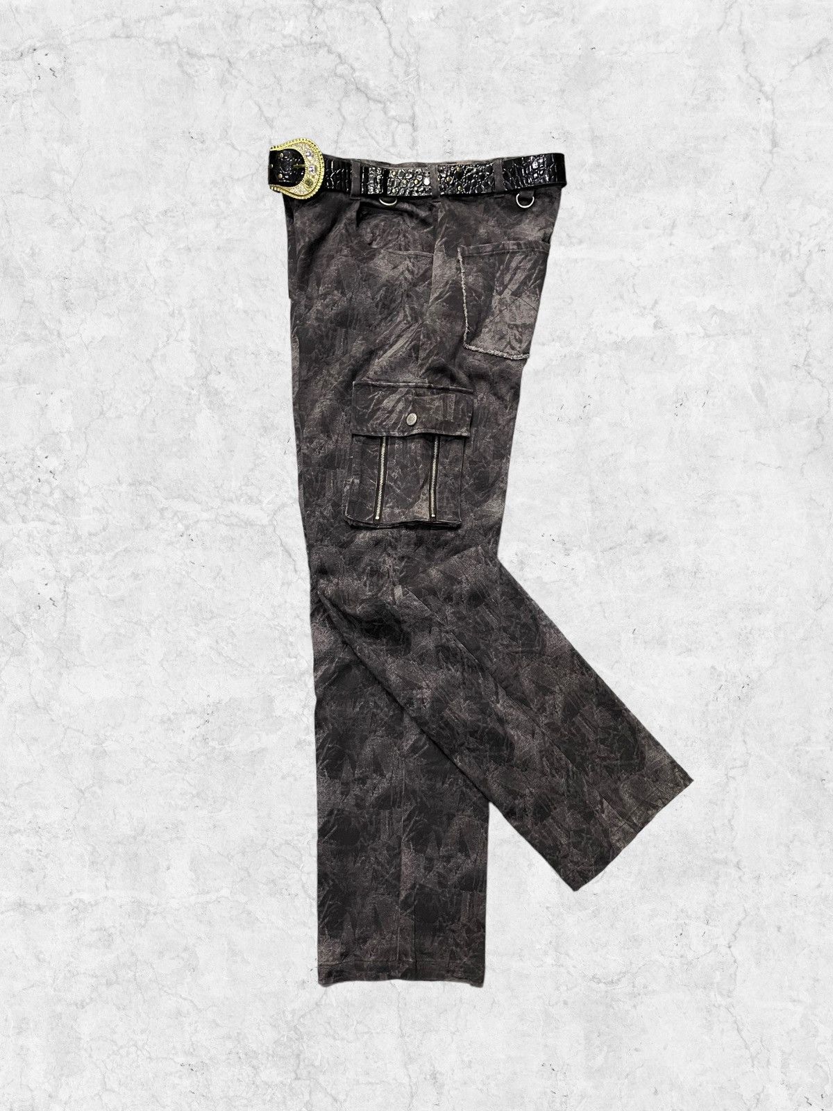Designer × Japanese Brand × Vintage Slash Number Japan Smoke Cargo Pants With Belt Size US 32 / EU 48 - 4 Thumbnail