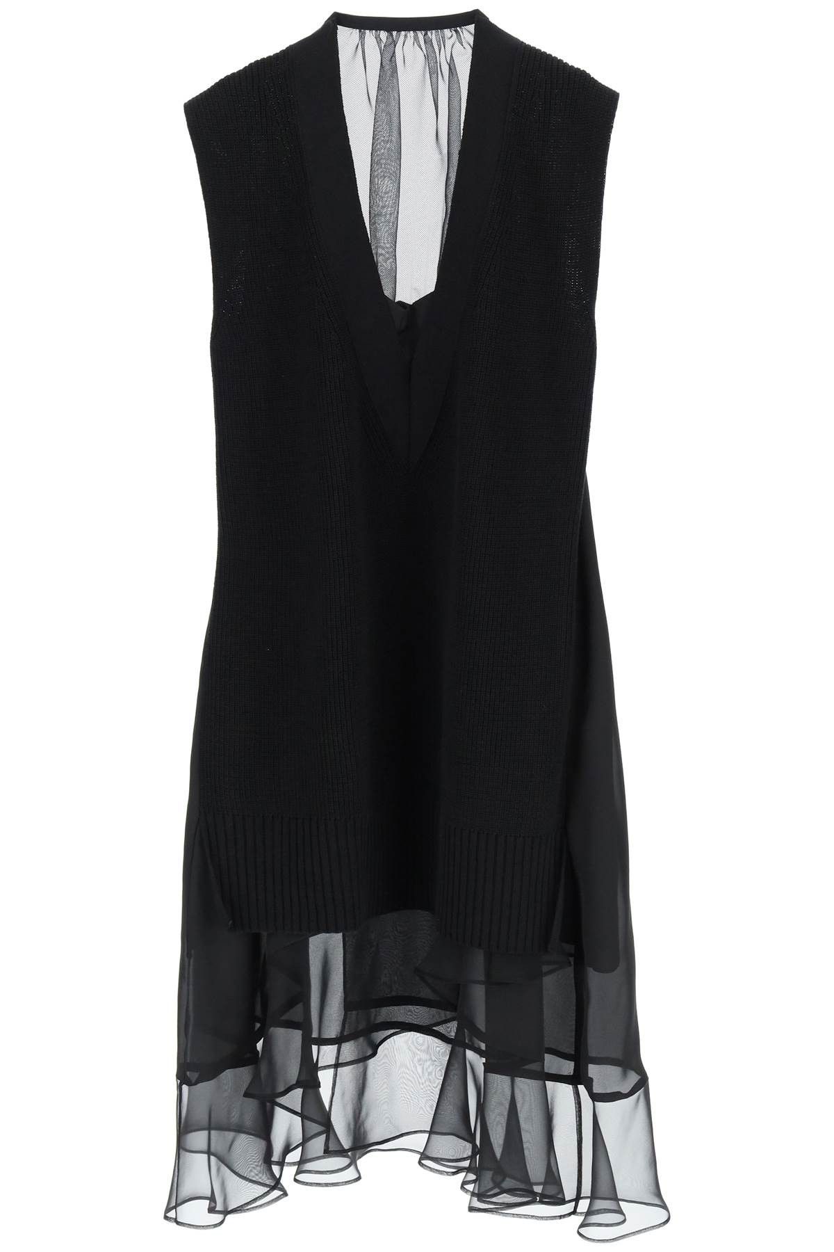 image of Sacai Midi Dress With Knitted Panel in Black Black, Women's (Size Small)