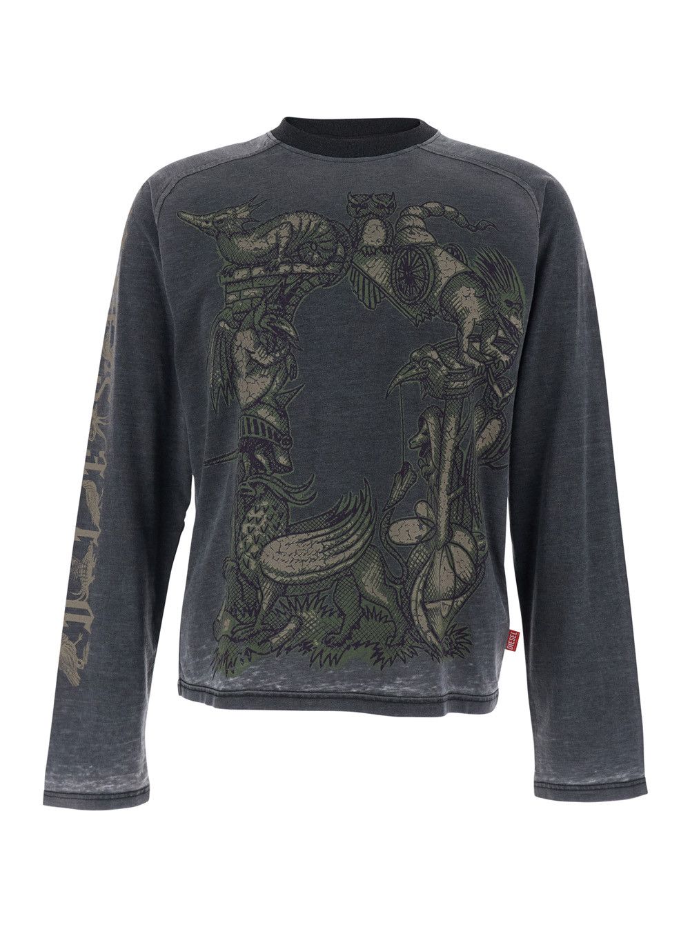 Diesel Gray T-shirt with Long Sleeves and Print on the Front in Cotton Blend for Men Size US L / EU 52-54 / 3 - 1 Thumbnail