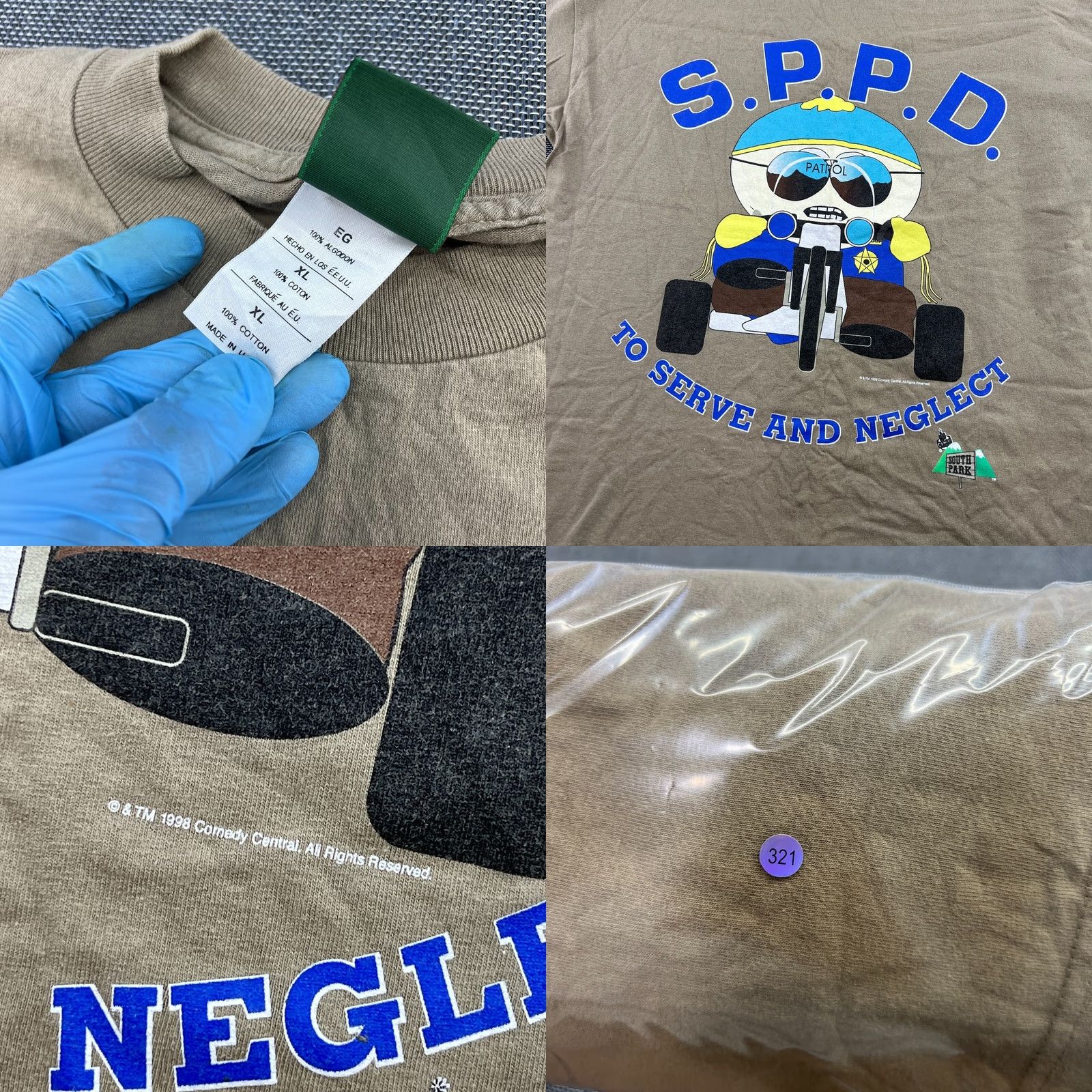 Vintage VINTAGE South Park SPPD Cartman Serve And Neglect Shirt XL Beige Mens T-Shirt Size US XL / EU 56 / 4 - 8 Thumbnail