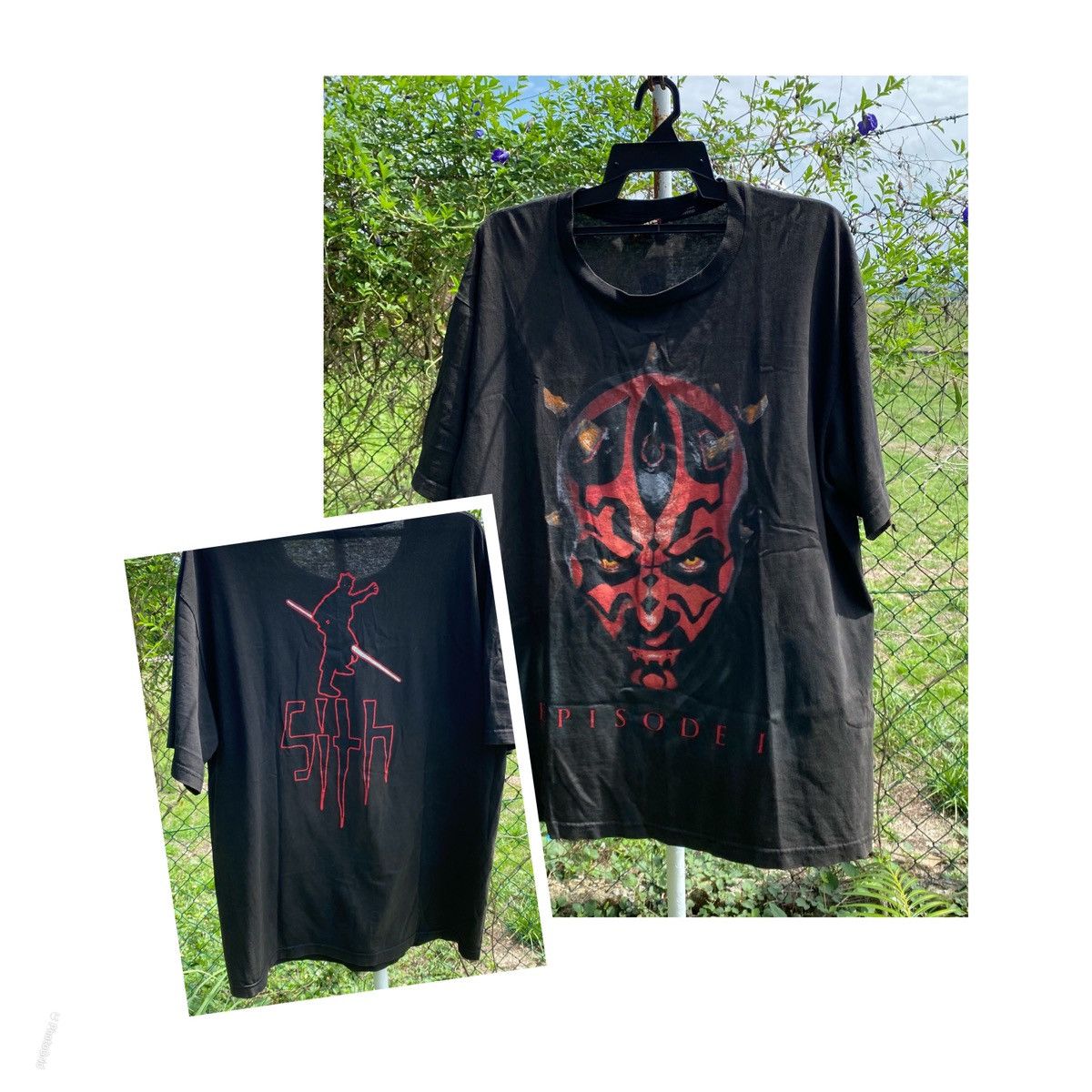 Very Rare 90s Star Wars Darth Maul Face Double Sided Print