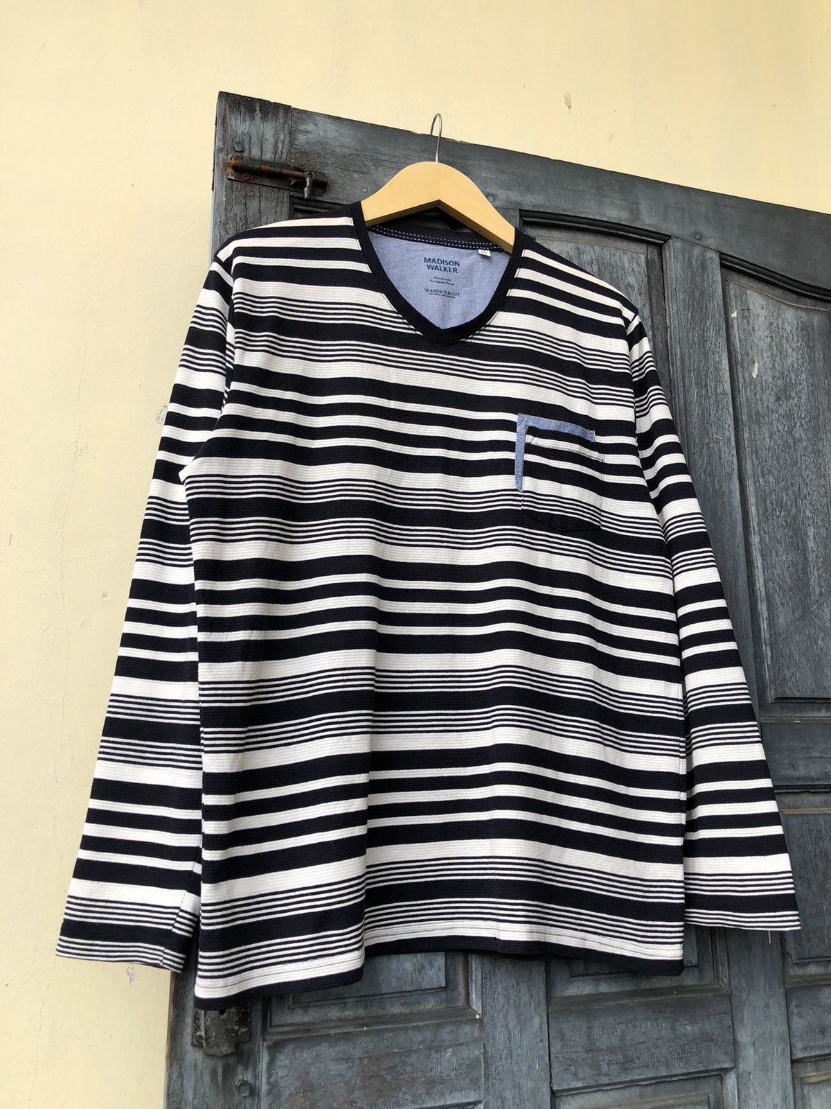 Japanese Brand Madison Walker Stripes Double Layer Pocket, Chill and Enjoy Size US XL / EU 56 / 4 - 4 Thumbnail