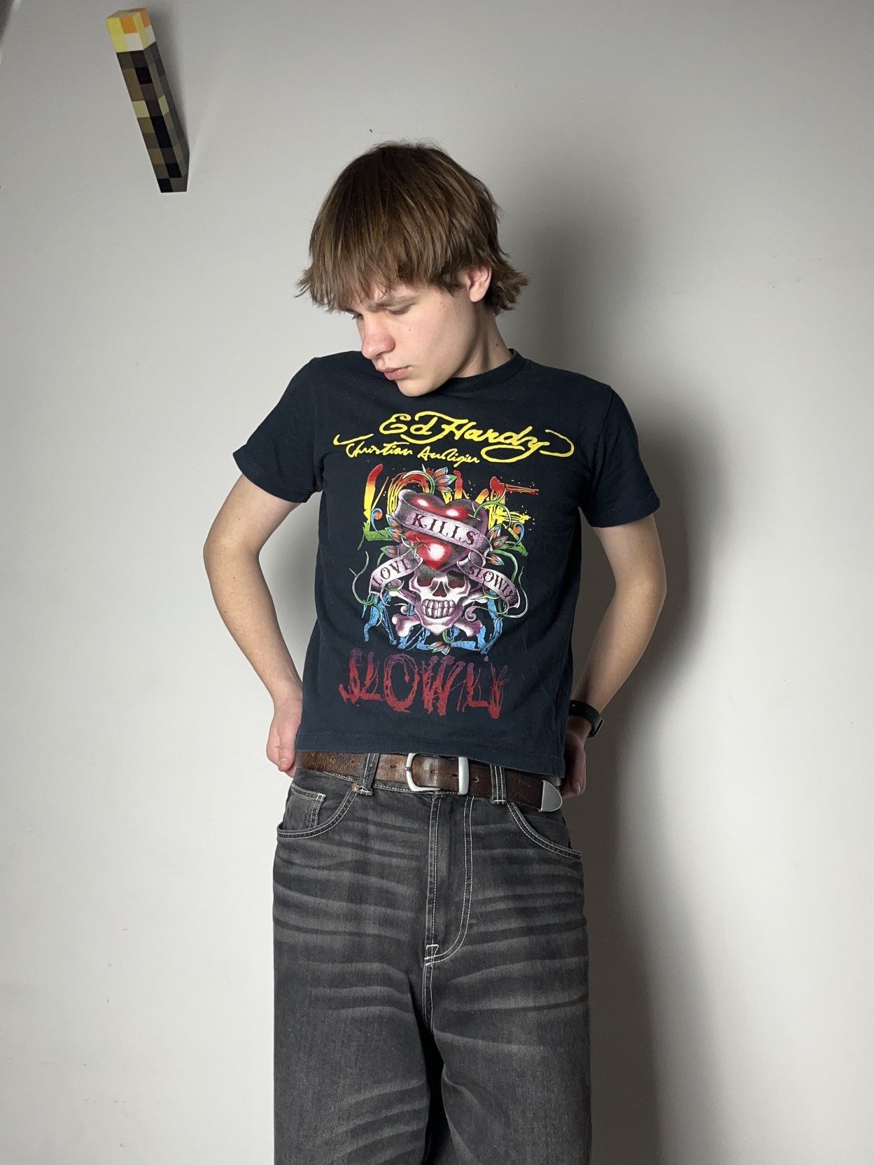 Ed Hardy 🔥00’S ED HARDY CROPPED BOXY FULL PRINTED T SHIRT 00’S TEE Size US M / EU 48-50 / 2 - 1 Thumbnail