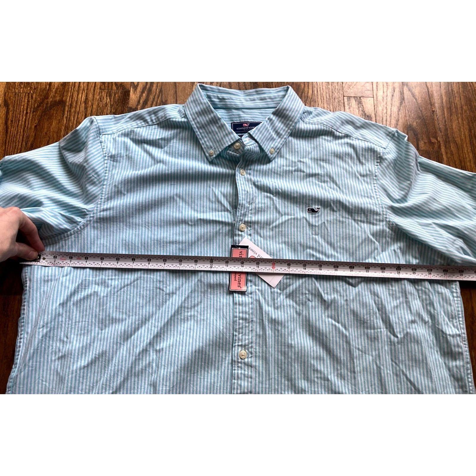 Vineyard Vines Vineyard Vines Shirt Mens 2XL Long Sleeve Striped Oxford Whale Turquoise Blue Button-Up Collared Classic Mens Size US XXL / EU 58 / 5 - 6 Thumbnail