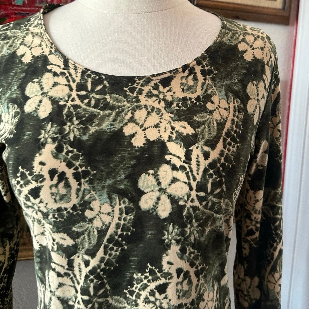 Other no brand cream green floral long sleeve shirt Size S / US 4 / IT 40 - 2 Thumbnail