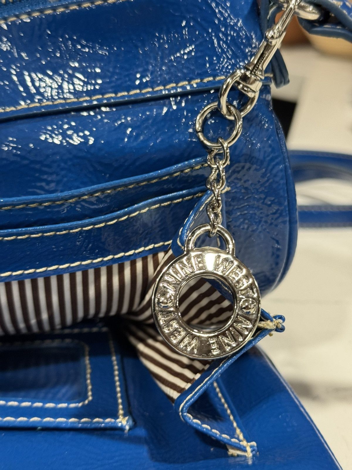 Nine West Y2K Aesthetic Nine West Glossy Cobalt Blue Crossbody Size ONE SIZE - 9 Thumbnail