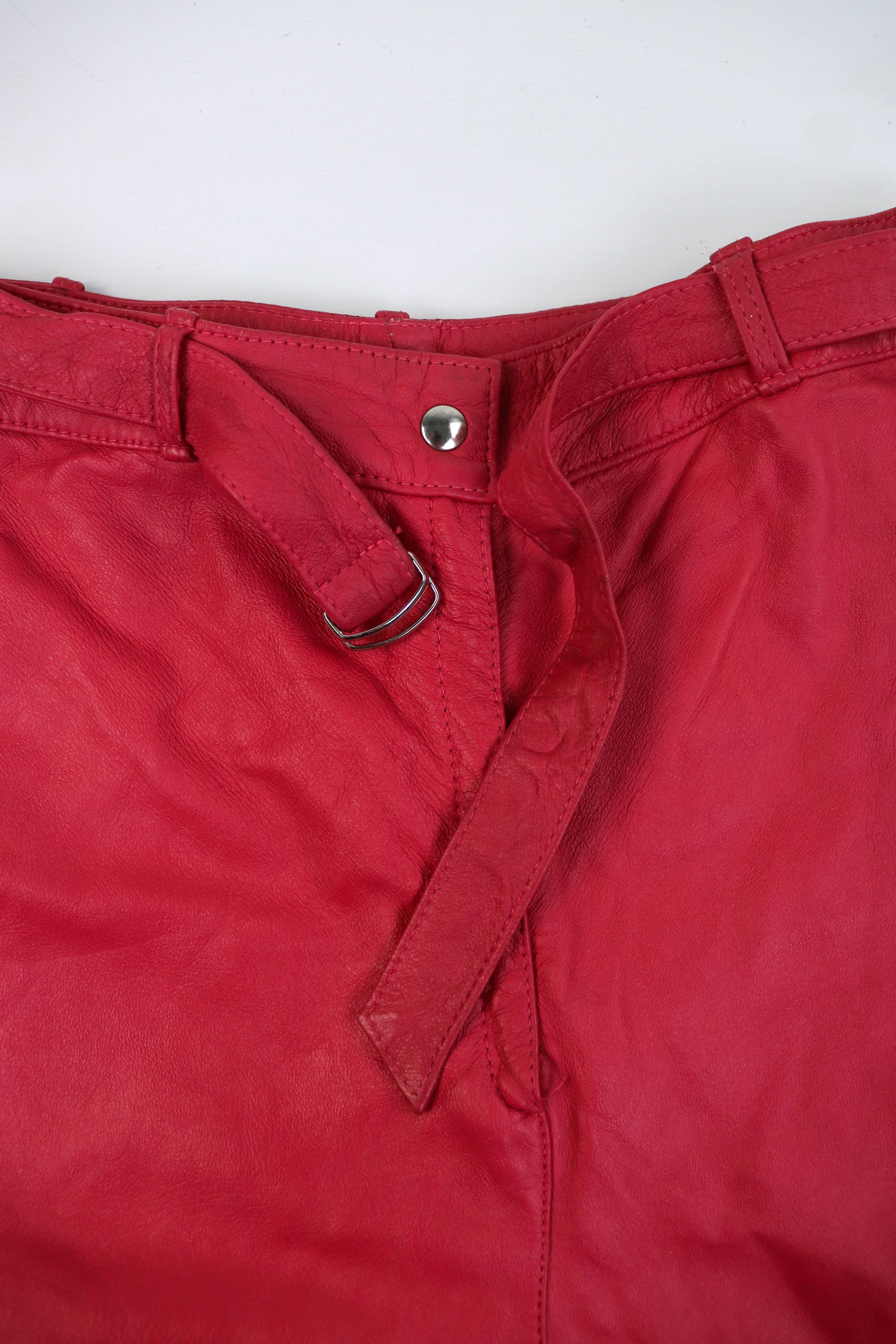 Vintage 80-90s Vintage Pink Soft Leather 2in1 Transform Pants Size 28" / US 6 / IT 42 - 15 Thumbnail