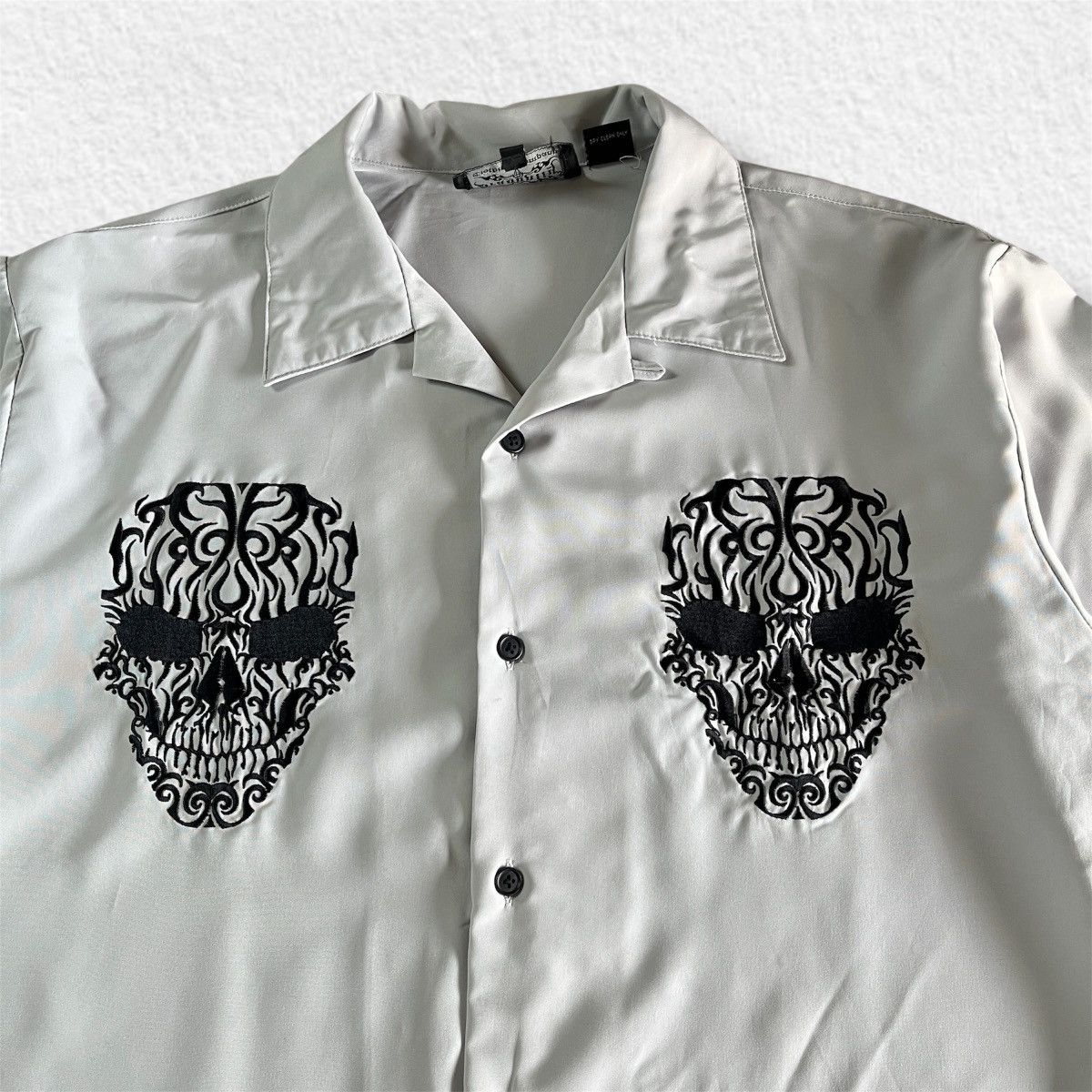 Dragonfly Vintage DragonFly Skull Embroidery Camp Collar Shirt Size US XL / EU 56 / 4 - 2 Thumbnail