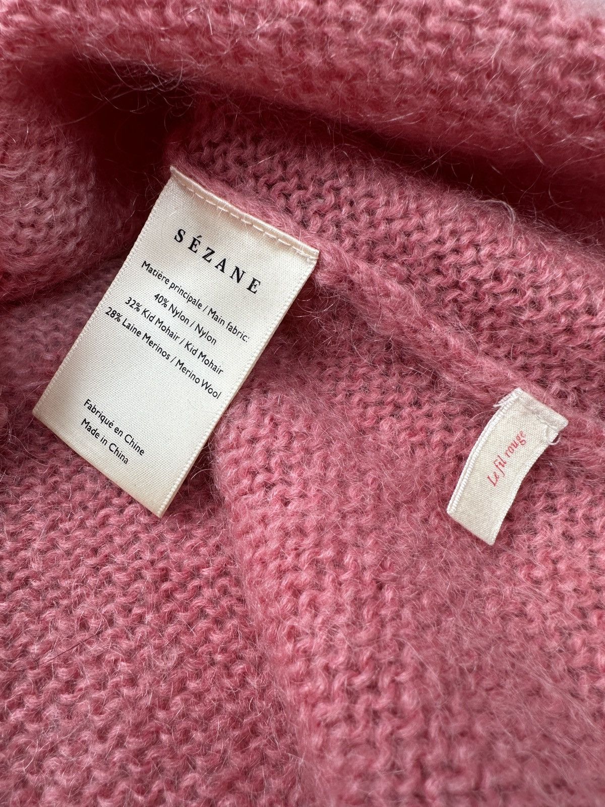 Sezane LA MAILLE SEZANE Rose Pink Kid Mohair Wool Blend Sweater Size M / US 6-8 / IT 42-44 - 12 Thumbnail