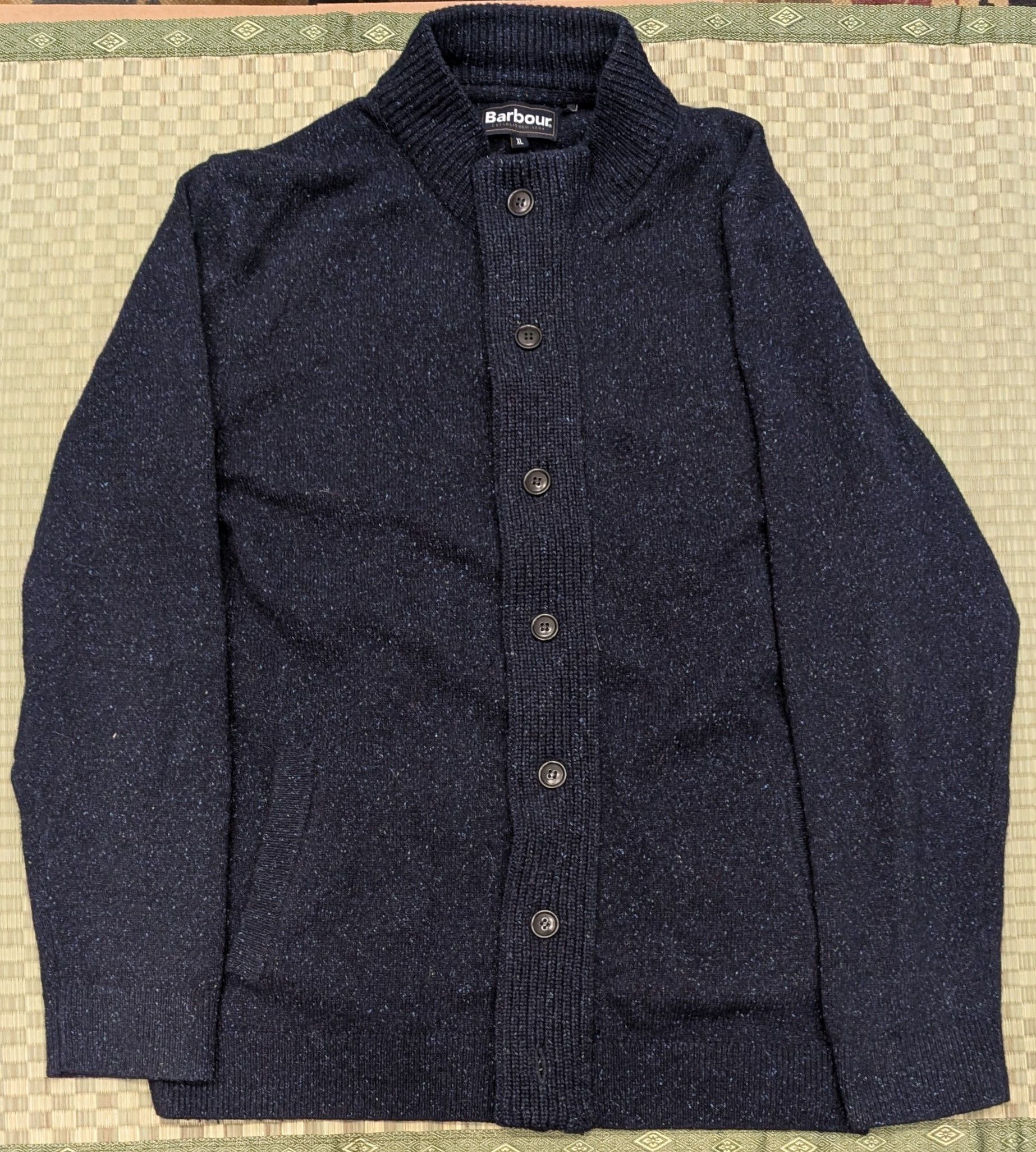 Barbour Barbour Zip Through Tisbury Cardigan Blue Fleck Wool Blend Size US XL / EU 56 / 4 - 1 Thumbnail