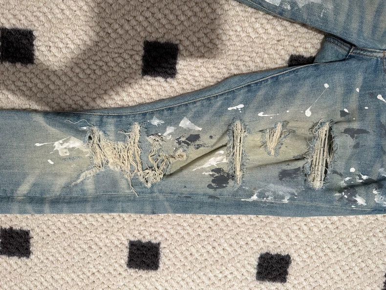 Amiri Amiri 17ss splashed blue denim Size US 31 - 3 Thumbnail