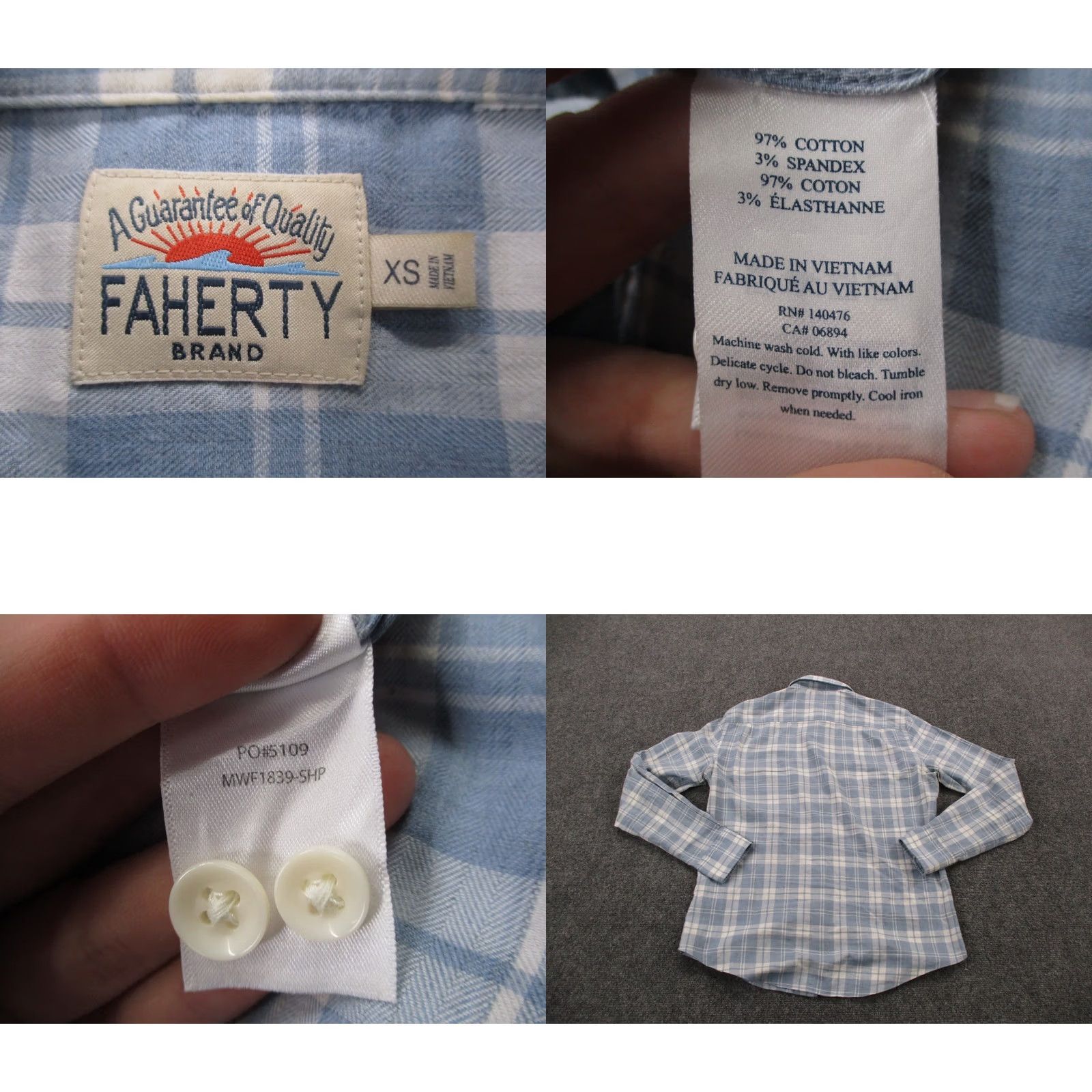 Faherty Faherty Shirt Mens XS Blue Plaid Lightweight Button-Up Casual Preppy Classic Outdoor Modern Fit Shirtxs? Size US XS / EU 42 / 0 - 8 Thumbnail