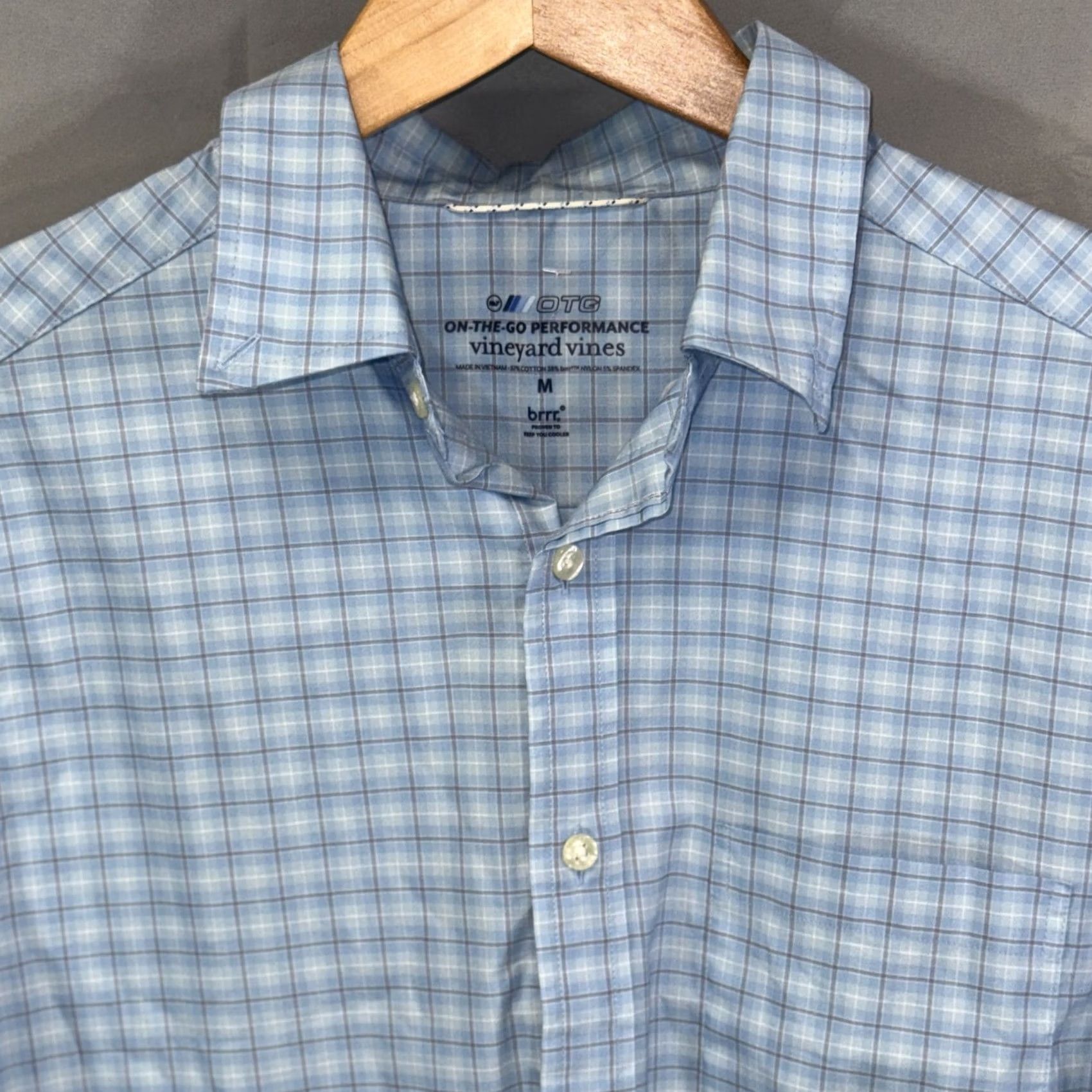 Vineyard Vines Vineyard Vines Shirt Mens Medium Blue Plaid On-The-Go Performance Long Sleeve Size US M / EU 48-50 / 2 - 3 Thumbnail