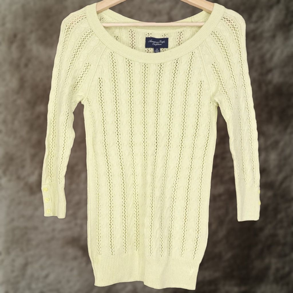 American Eagle Outfitters AMERICAN EAGLE PULLOVER SWEATER WOMENS SMALL YELLOW REGULAR FIT Size S / US 4 / IT 40 - 1 Thumbnail