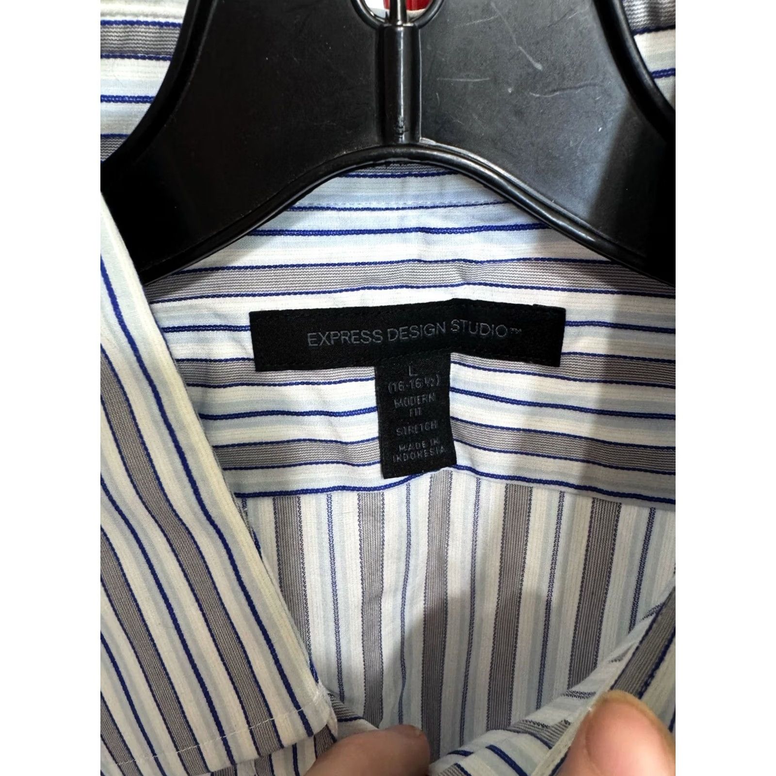 Express Express Shirt L Express Gray Blue Stripe Long Sleeve Large L Mens Size US L / EU 52-54 / 3 - 5 Thumbnail