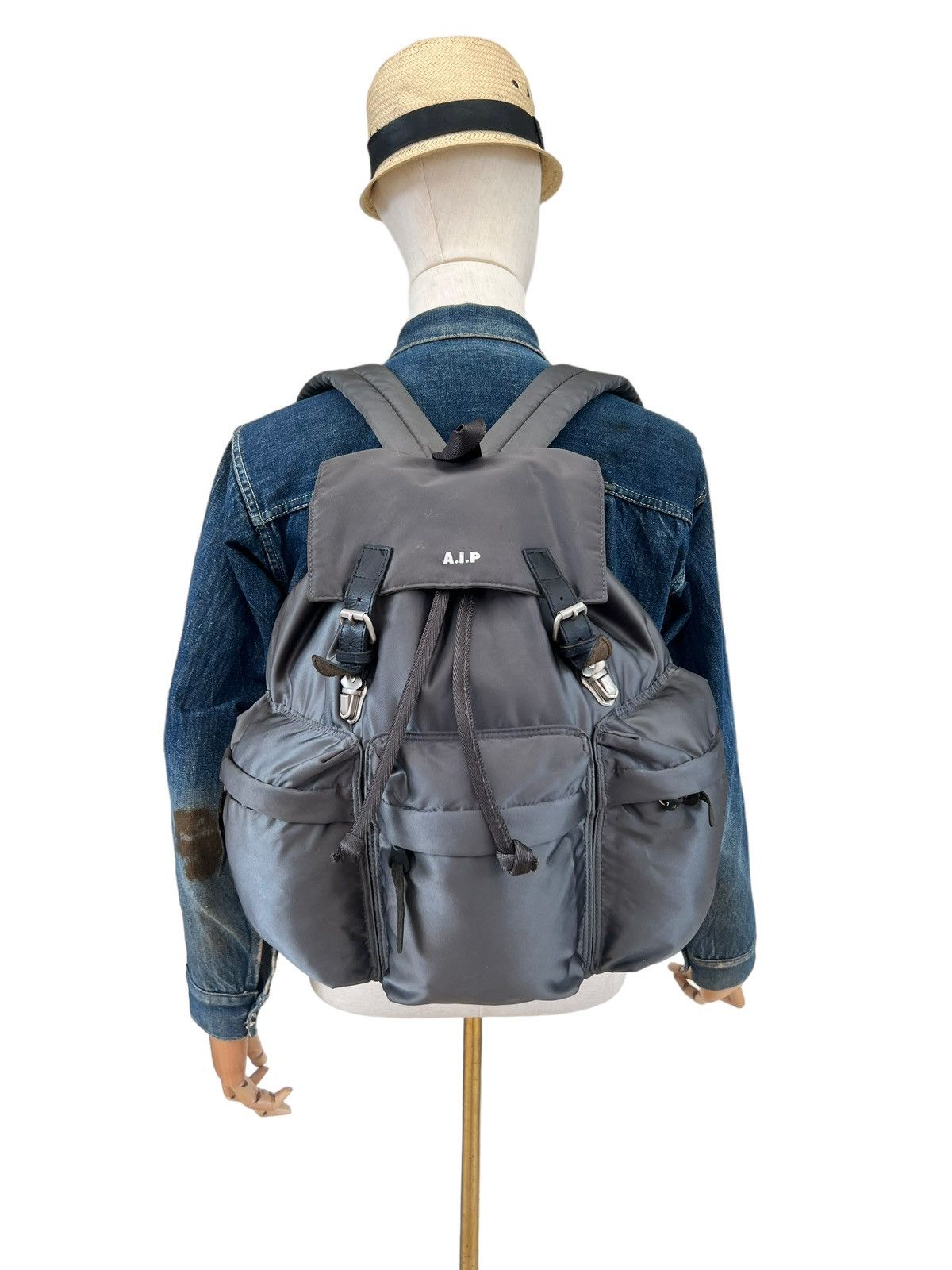 Vintage A.I.P Japan Grey Tactical Nylon Tanker Backpack Size ONE SIZE - 6 Thumbnail