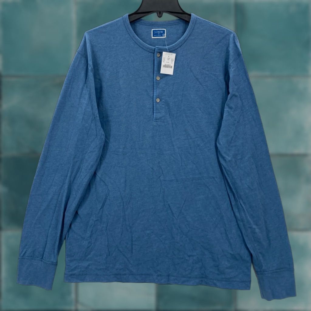 J.Crew J.Crew Marled Cotton Henley Long Sleeve T-Shirt Mens XL Blue Preppy Outdoors NWT Size US XL / EU 56 / 4 - 1 Thumbnail