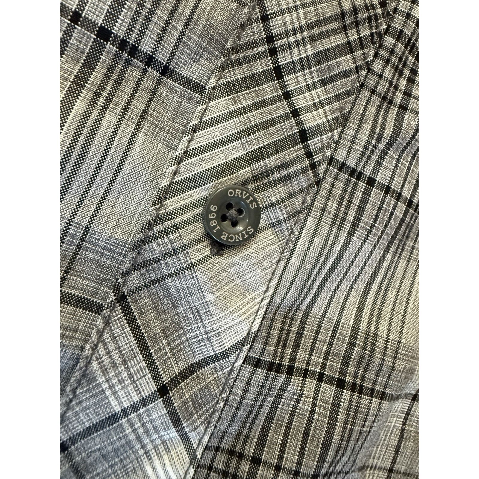 Orvis Orvis Men’s XXL Button Down SS Gray & White Plaid Shirt Size US XL / EU 56 / 4 - 3 Thumbnail
