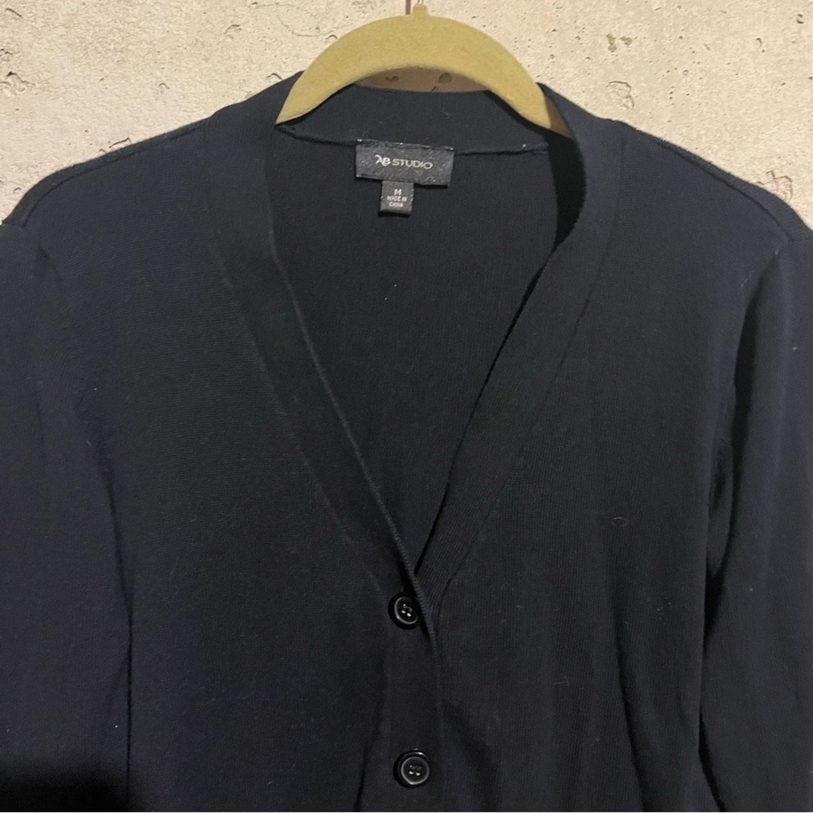 Other AB Studio Women's Black 3/4 Sleeve Lightweight Cardigan Sz M Size M / US 6-8 / IT 42-44 - 2 Thumbnail