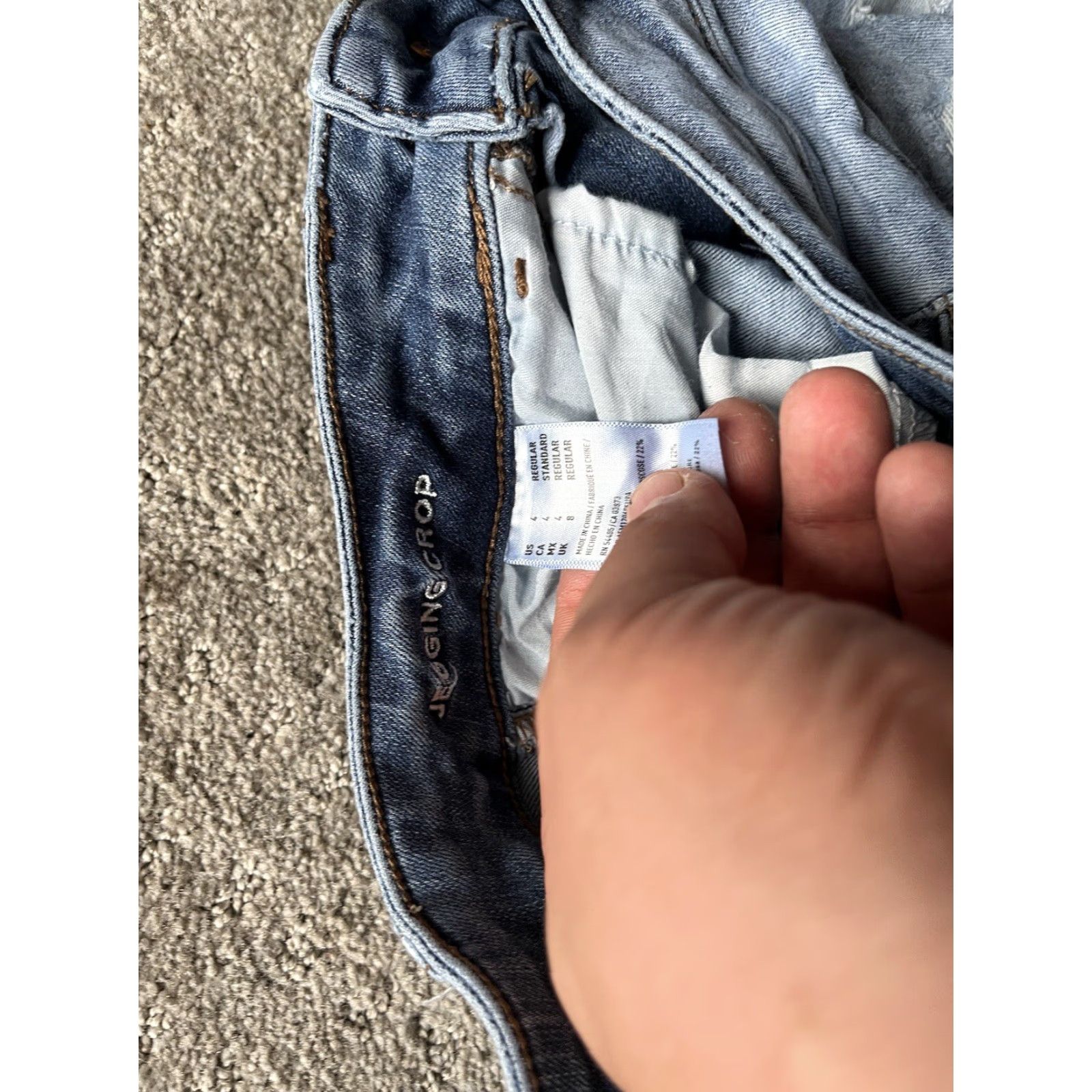 American Eagle Outfitters American Eagle Outfitters Jegging Dark Blue Distressed Crop Jeans Womens 4 High Rise 5-Pocket Denim Cotton Polyester Spandex Blue Size 27" / US 4 / IT 40 - 6 Thumbnail