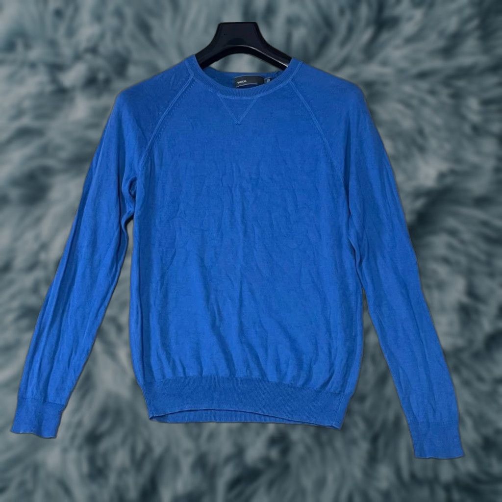 Vince Vince Mens Sweater Small Blue Lightweight 100% Cotton Knit Pullover Size US S / EU 44-46 / 1 - 1 Thumbnail