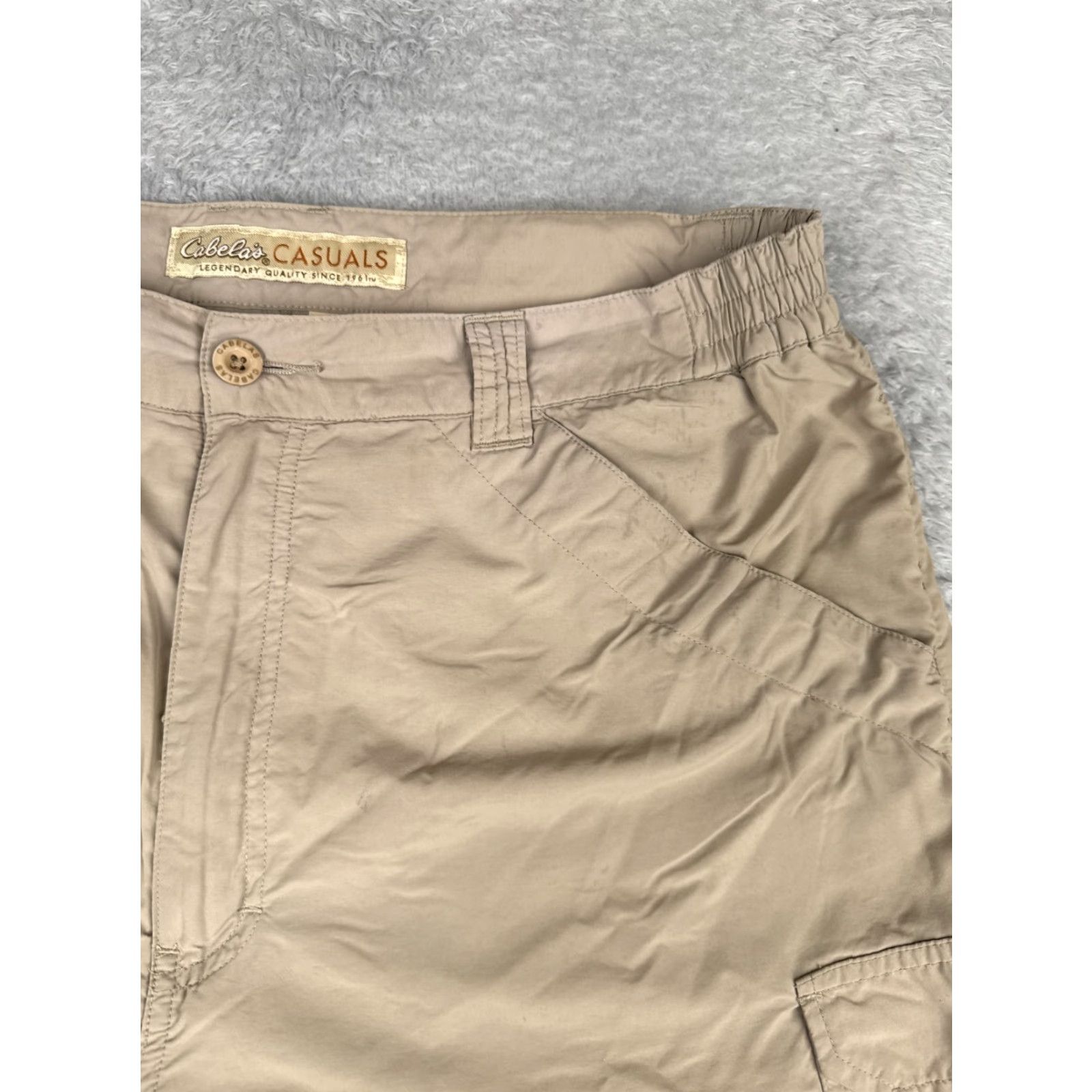 Vintage Cabela's Women's Cargo Shorts Large Beige Nylon Casual Hiking Camp Travel 36x9 Size 36" / US 14 / IT 50 - 5 Thumbnail