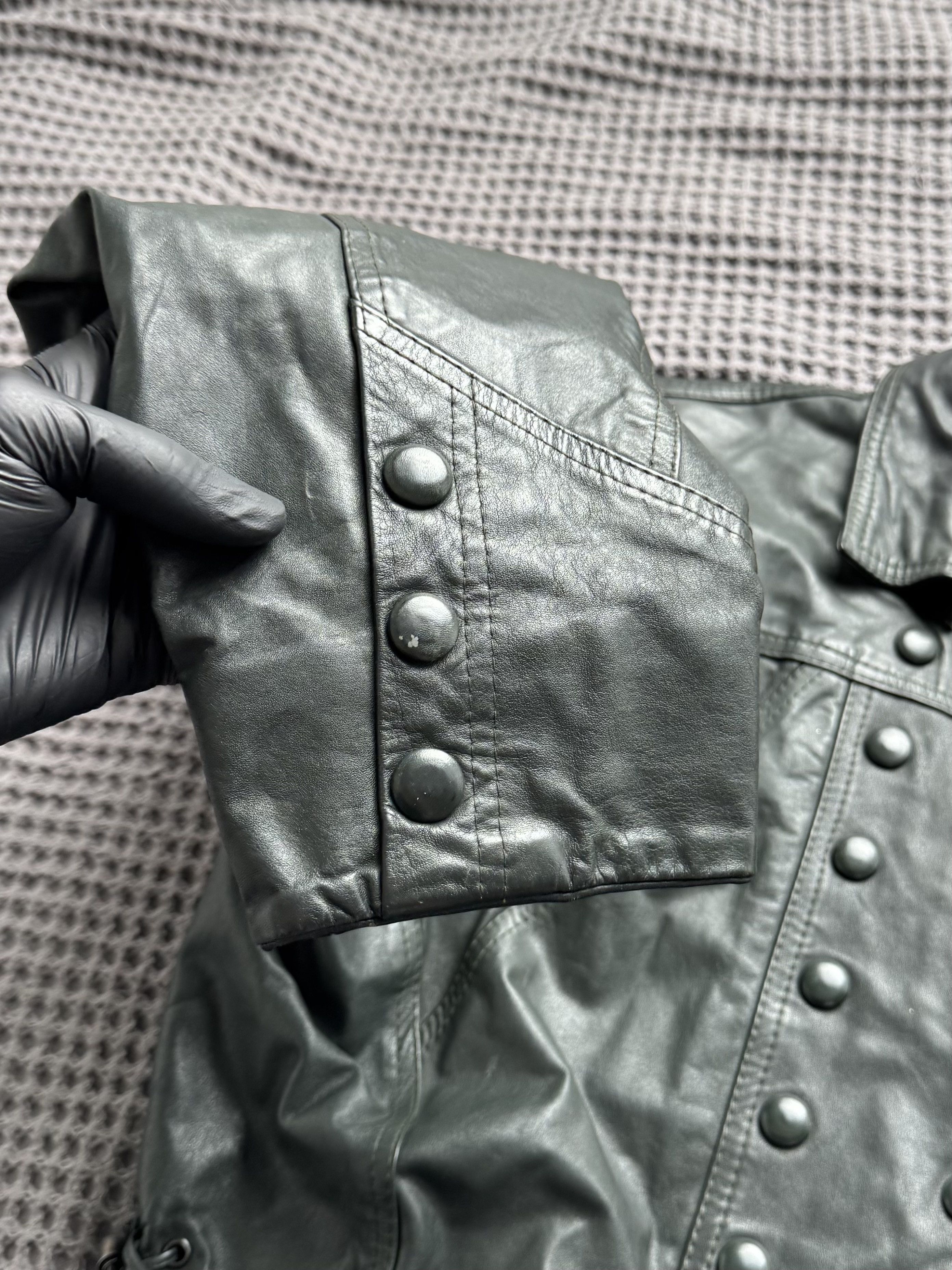 Vintage Vintage Leather Biker Jacket Cropped Belted Double Breasted Size L / US 10 / IT 46 - 10 Thumbnail