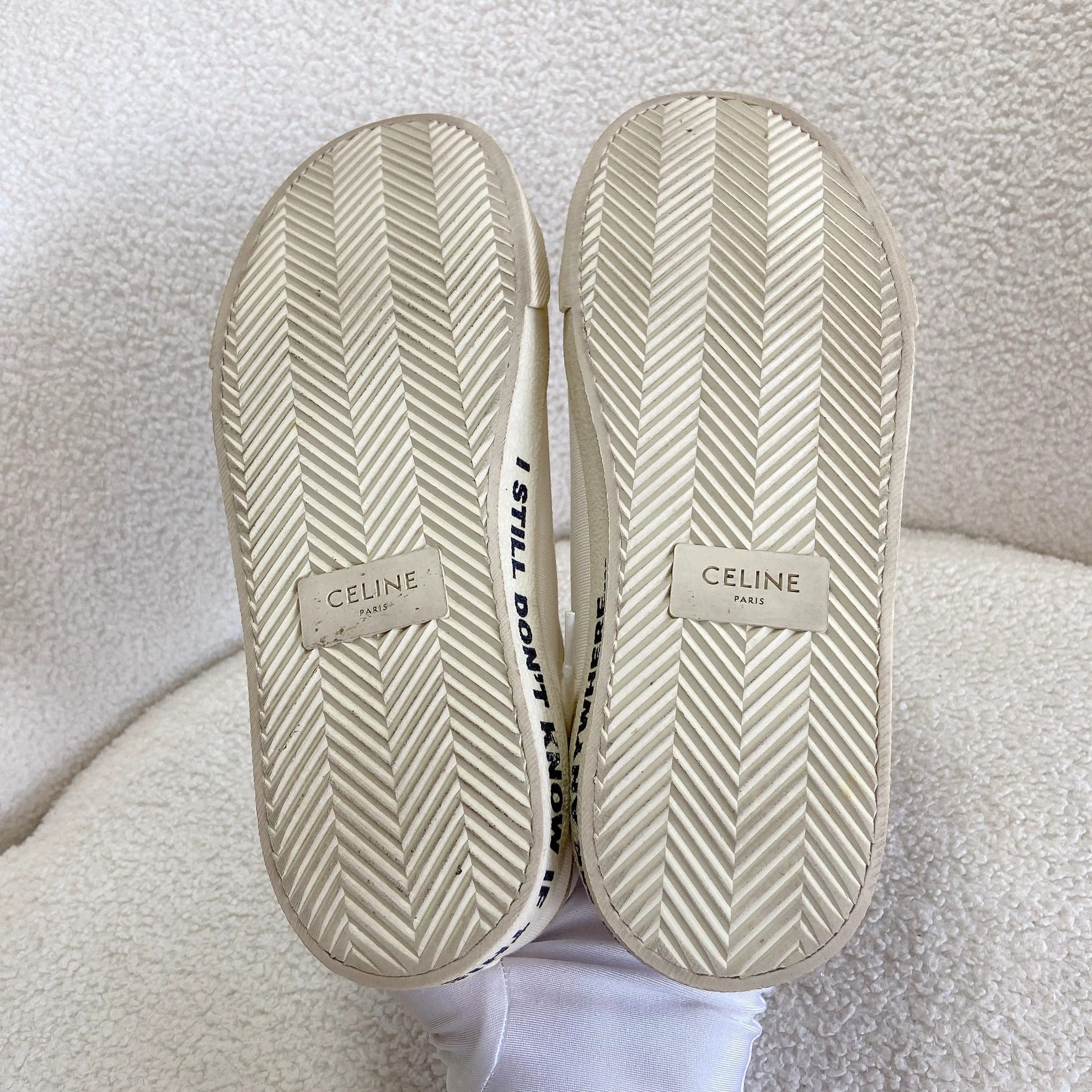 Celine Celine White Lettered Canvas Sneakers Size 39 Size US 8.5 / IT 38.5 - 5 Thumbnail