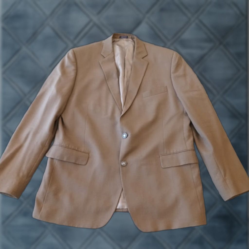 Stafford Stafford Blazer Mens 48 Long Beige Wool Single-Breasted Two-Button Notch Lapel 2 Piece Inner Pockets Vintage No Size 48R - 1 Thumbnail