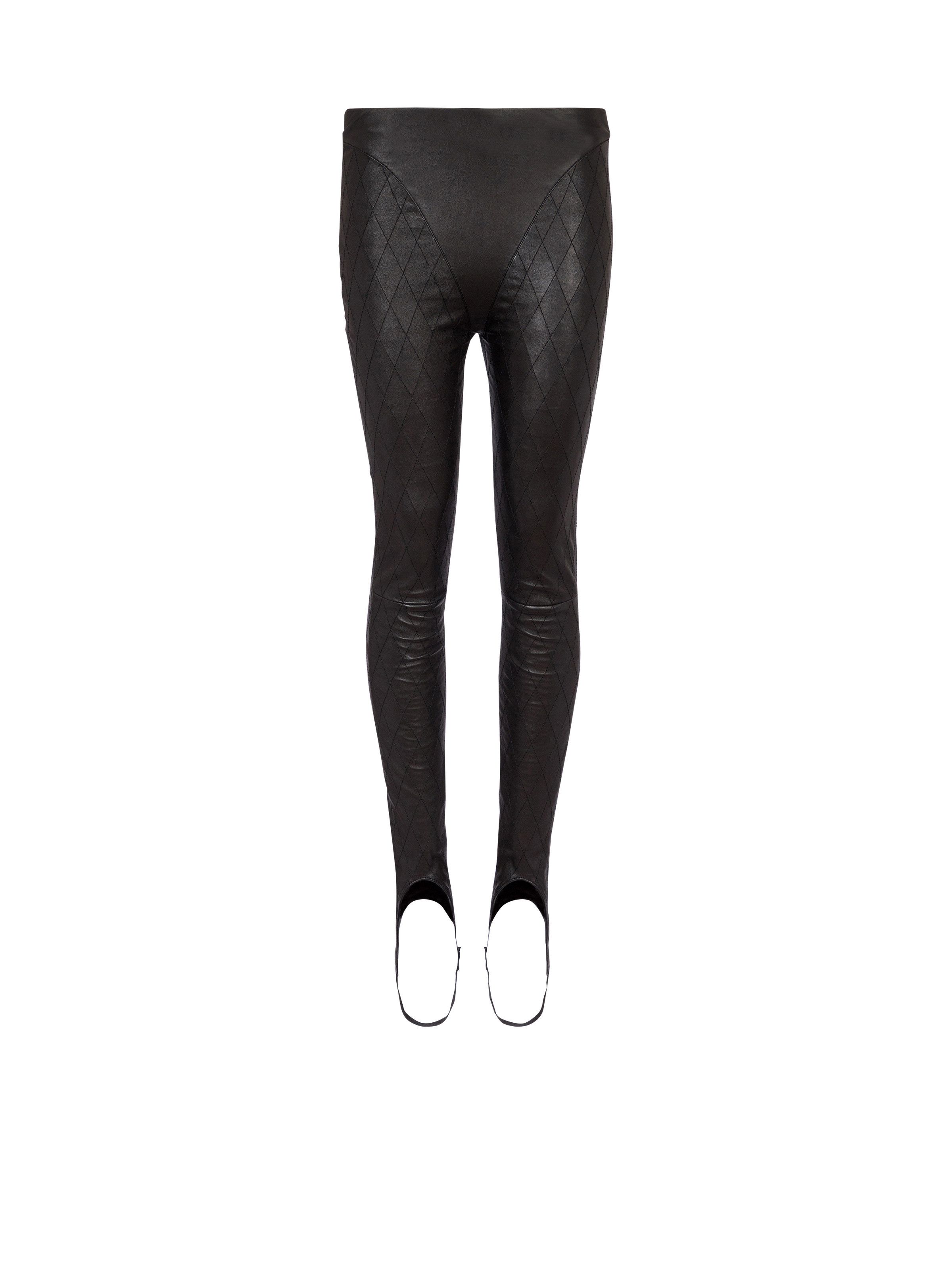 o1s1wg110825 Topstitched Leather Leggings in Black