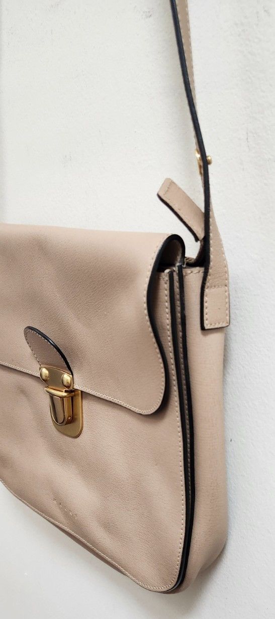 Marni Marni Beige Leather Pushlock Saddle Shoulder Crossbody Bag Size ONE SIZE - 10 Thumbnail