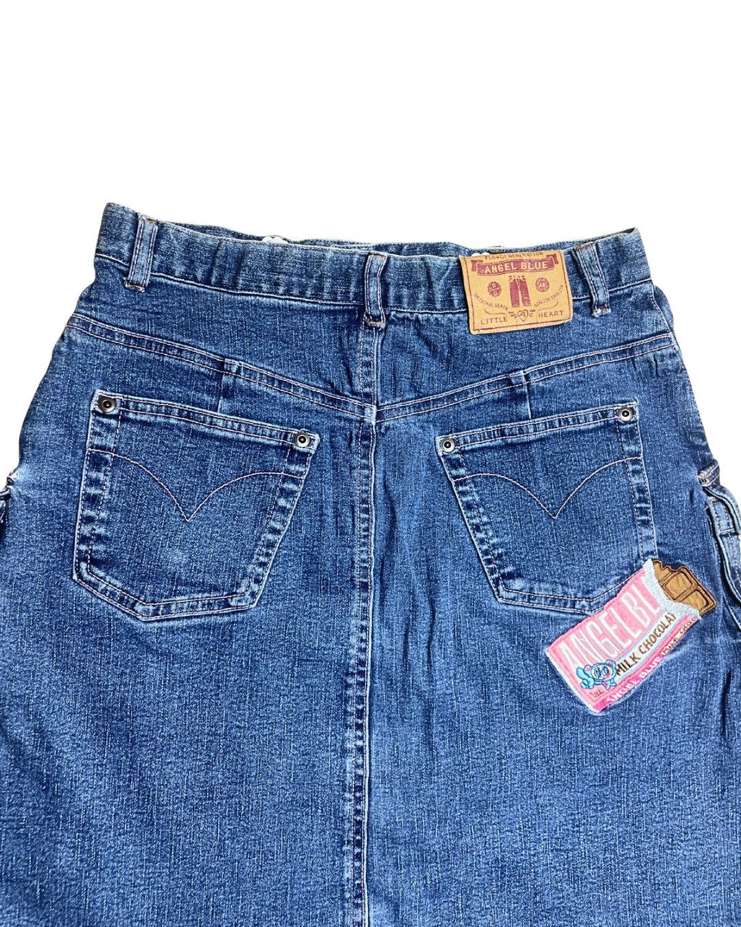 Angel Blue Angel Blue Denim Mini Skirt Nakamura-kun Pink Bear Graphic Size 29" - 6 Thumbnail