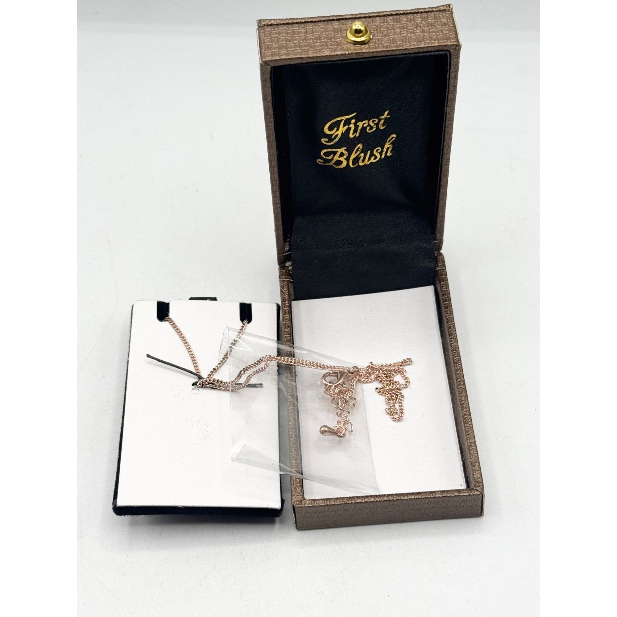 Vintage NOS First Blush Rose Gold Rhinestone Heart Necklace Size ONE SIZE - 4 Thumbnail