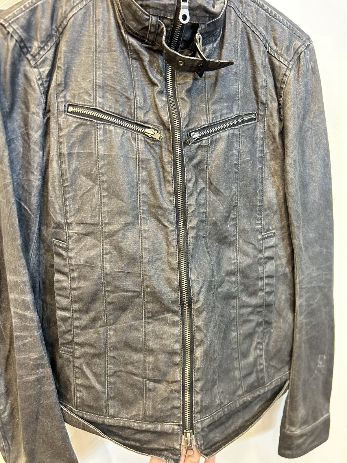 Michel Klein MK Michel Klein Homme Waxed Canvas Biker Jacket Size US M / EU 48-50 / 2 - 5 Thumbnail