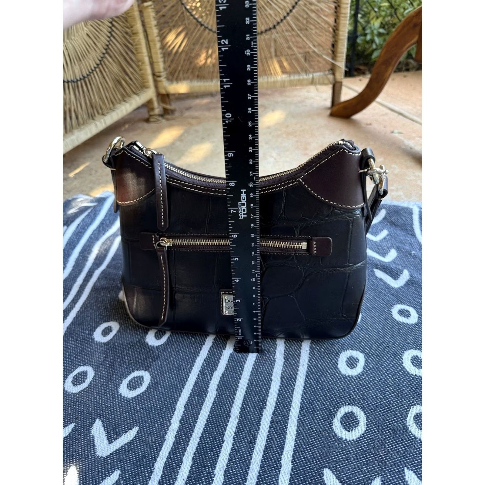 Dooney & Bourke Dooney & Bourke Purse Handbag Croc Embossed Leather cognac Medium Satchel/Top Handle Bag Women's Zip Closure Inner Pockets Ivory? Size ONE SIZE - 7 Thumbnail