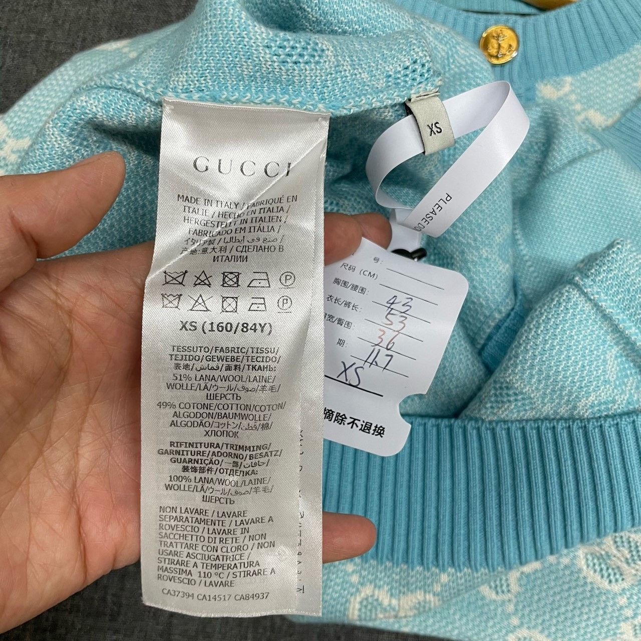 Gucci Gucci Blue full-print gold button cardigan sweater 2501-Nex Size US XS / EU 42 / 0 - 3 Thumbnail