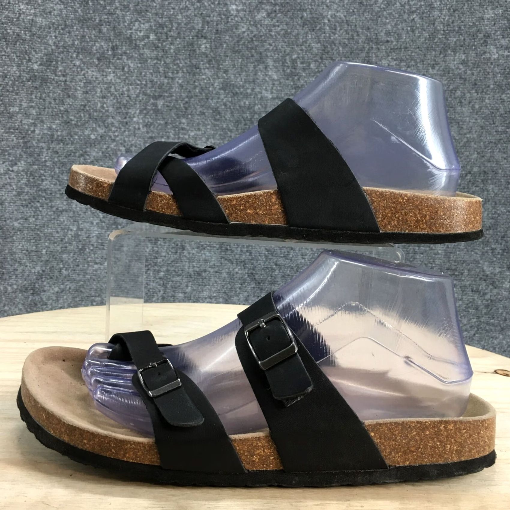 Vintage Arizona Jean Co Sandals Womens 9 Slip On Toe Loop Slide Flats Black Casual Flat Size 9 Women Shoes Size 30" / US 8 / IT 44 - 2 Thumbnail
