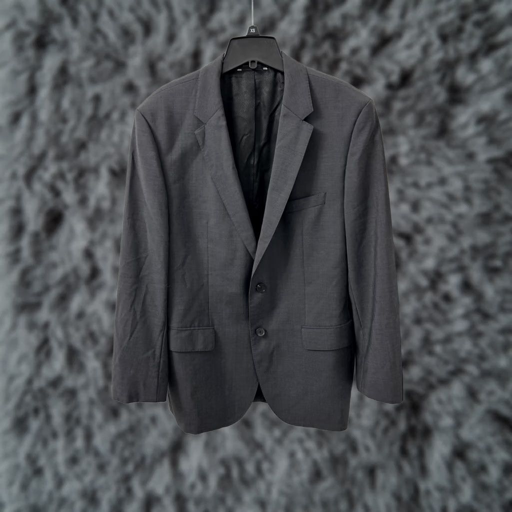 Hugo Boss HUGO BOSS Blazer Mens 42R Gray 100% Virgin Wool Two-Button Single-Breasted Jacket Sport Coat Slim Regular Fit Size 42R - 1 Thumbnail