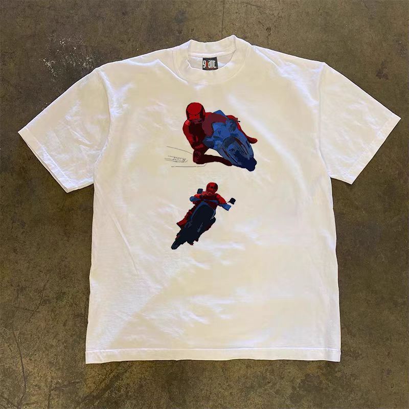 Japanese Brand White street fashion motorcycle print t-shirt Size US L / EU 52-54 / 3 - 1 Thumbnail