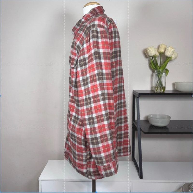 L.L. Bean LL Bean Fleece Lined Flannel Shirt Shacket Orange Brown Men Size US L / EU 52-54 / 3 - 3 Thumbnail