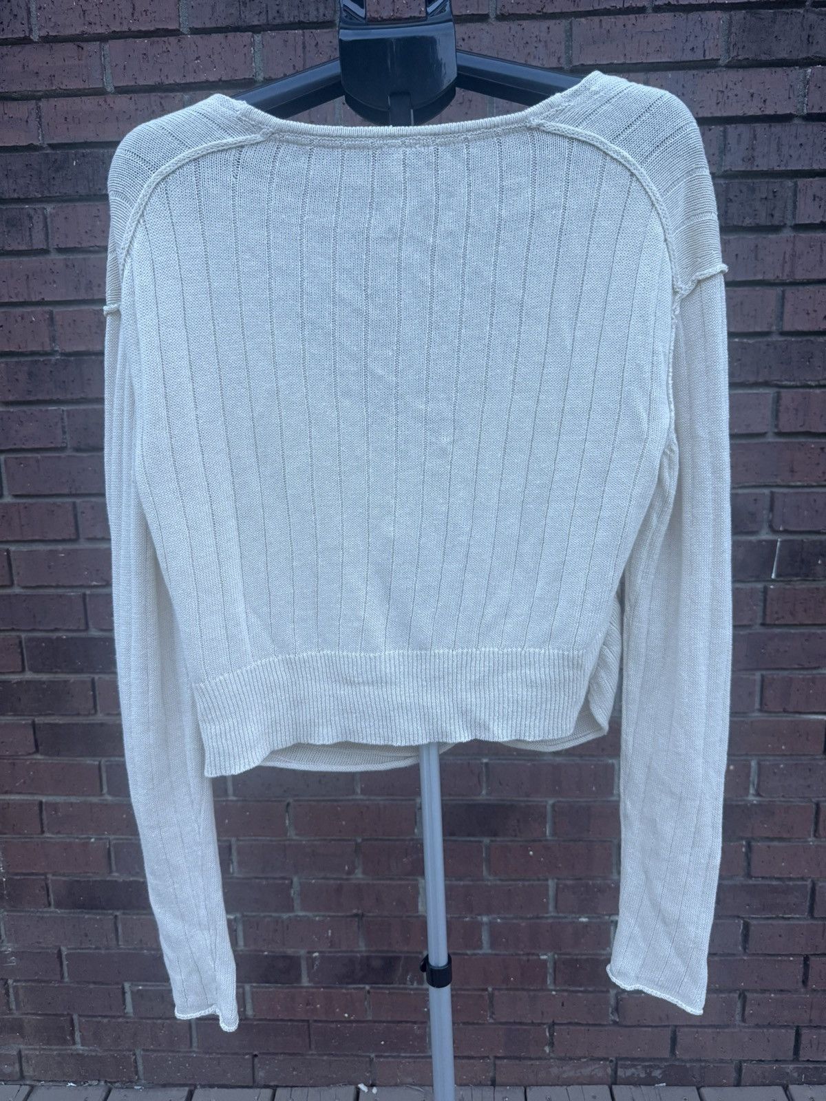 Free People Free People V-Neck Twisted Knot Front Linen Knit Sweater Size M / US 6-8 / IT 42-44 - 5 Thumbnail