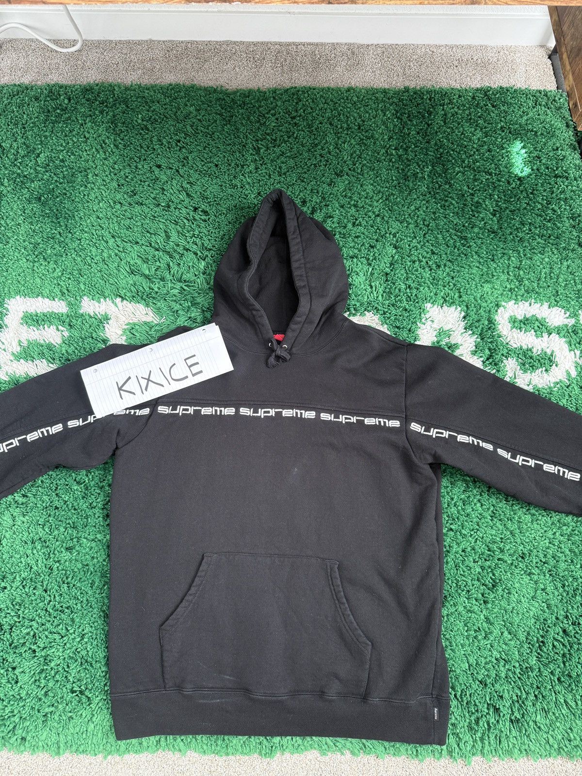 Supreme Supreme Text Stripe Hooded Sweatshirt Size US L / EU 52-54 / 3 - 1 Thumbnail